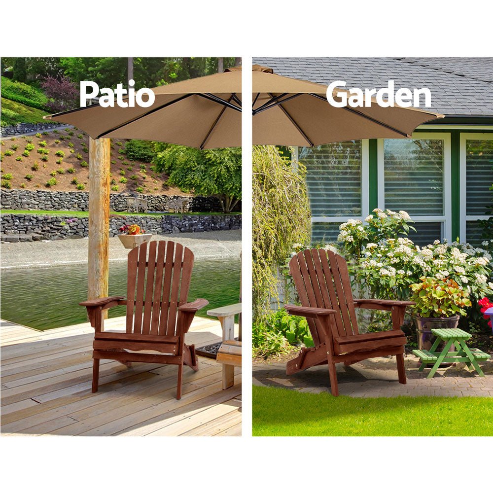 Premium Adirondack Outdoor Chairs - Solid Wood Foldable Patio Furniture for Beach, Garden & Backyard - Comfortable Brown Lounge Chair for Relaxing in Sun