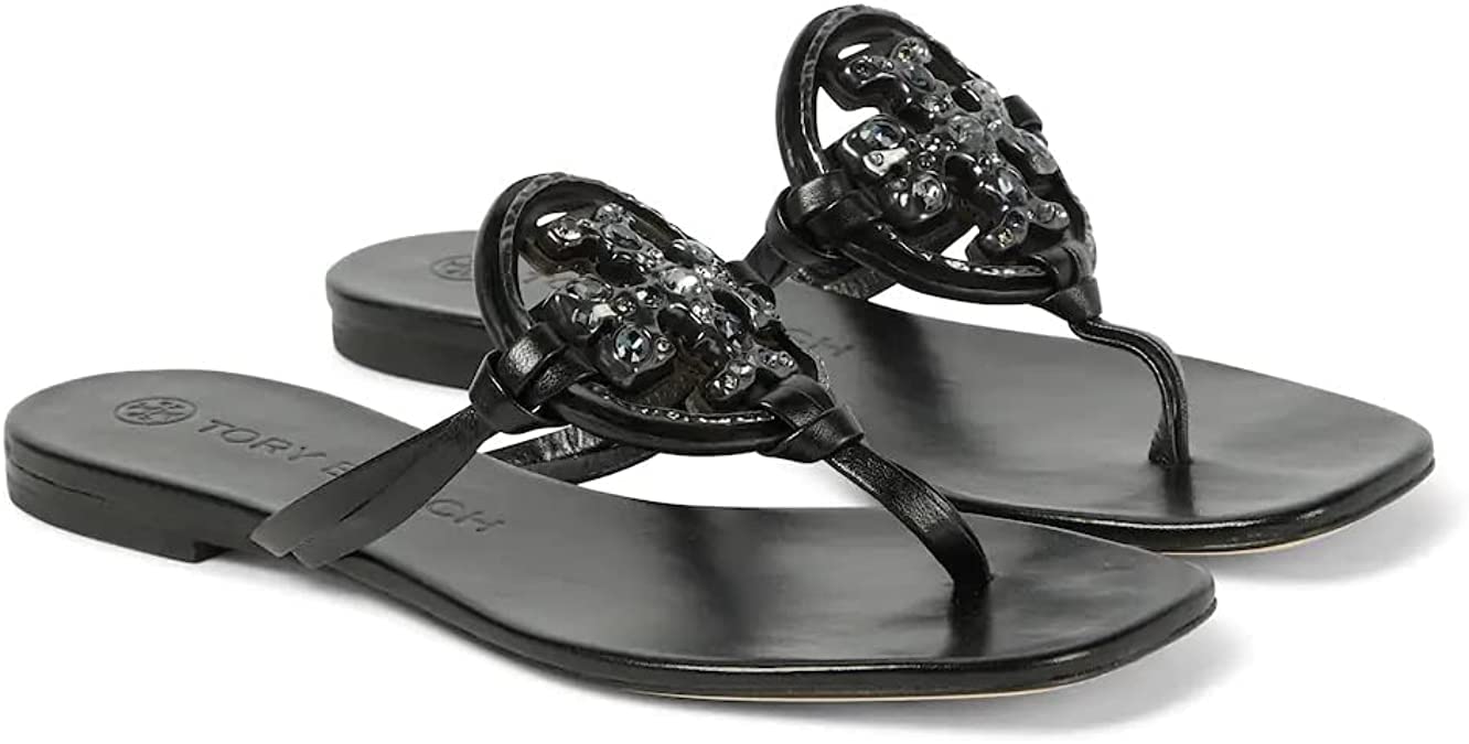 Tory Burch Women's Jeweled Miller Sandals - Stylish Beaded Flip Flops for Summer, Beach & Casual Outings