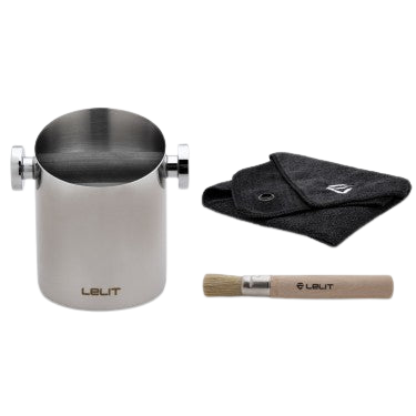 Lelit Knock Box Coffee Grounds Bin with Cleaning Brush - Perfect for Espresso Machine Barista Accessories & Home Coffee Station