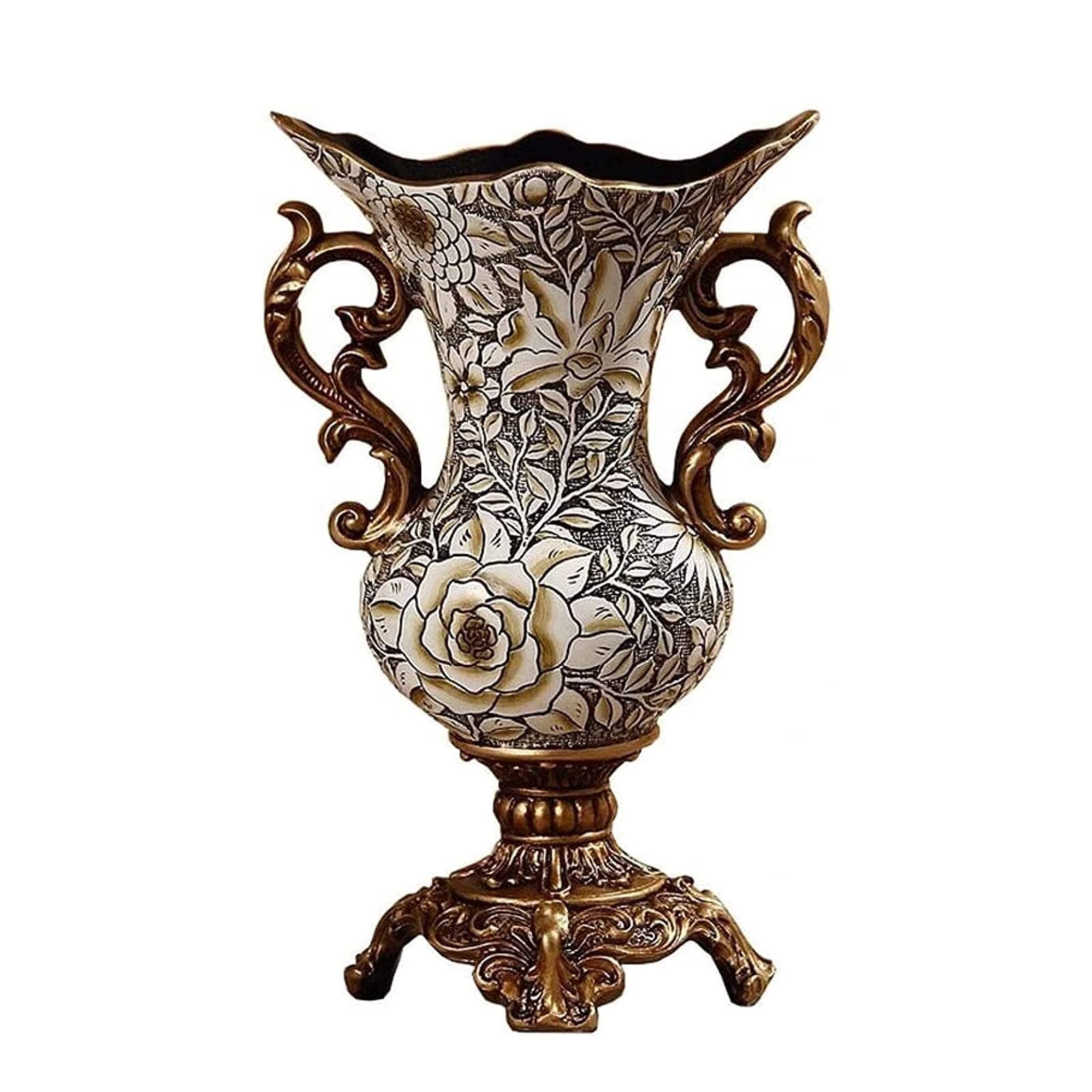 LERSHY Creative Retro Flowers Vase Decor - European Style Resin Decorative Sculpture Vase Ornament for Modern Weddings, Events, Home & Table Décor - Perfect for Living Room, Bookshelf, and Gift Giving