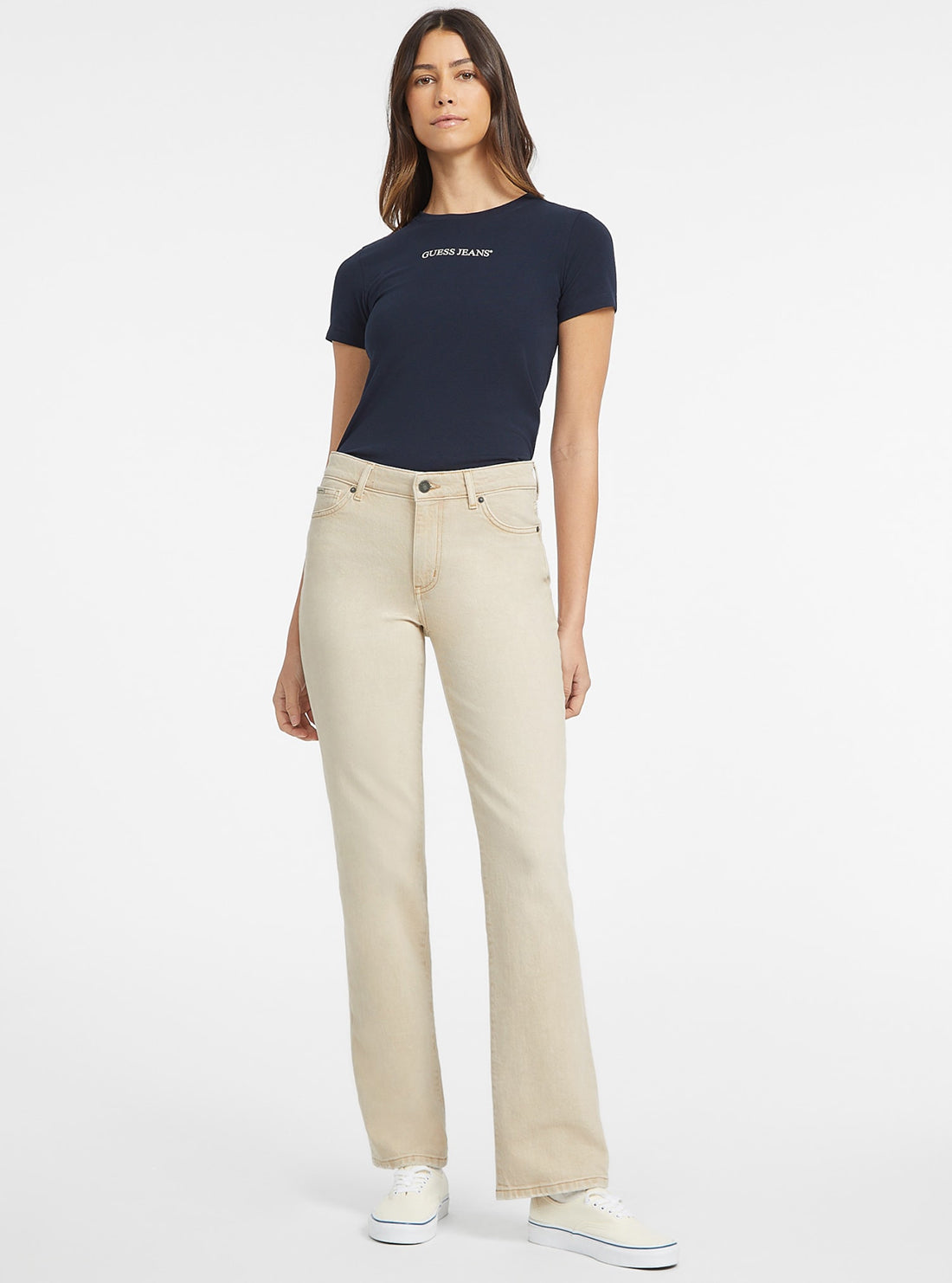 Guess G08 Mid Rise Straight Jeans for Women - Classic Blue Denim Pants with Stretch, Comfort Fit for Everyday Wear | Perfect for Casual Outfits, Office & Weekend Looks