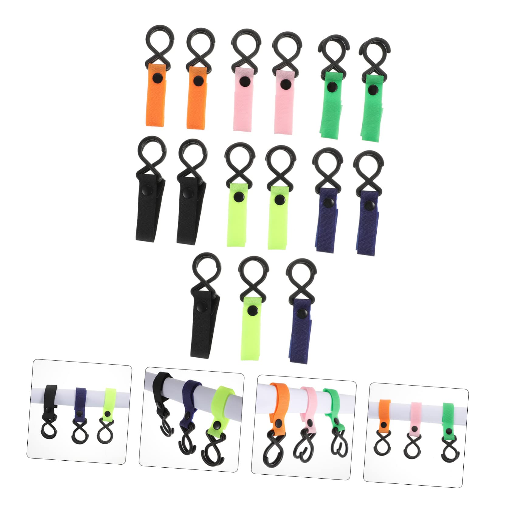 VICASKY 15-Pack Heavy Duty Stroller Hooks - Multi-Purpose Hanging Hooks for Wheelchairs, Prams & Pushchairs - Durable Strap Hangers for Shopping Bags, Purses & Baby Supplies - Perfect for Parents & Caregivers