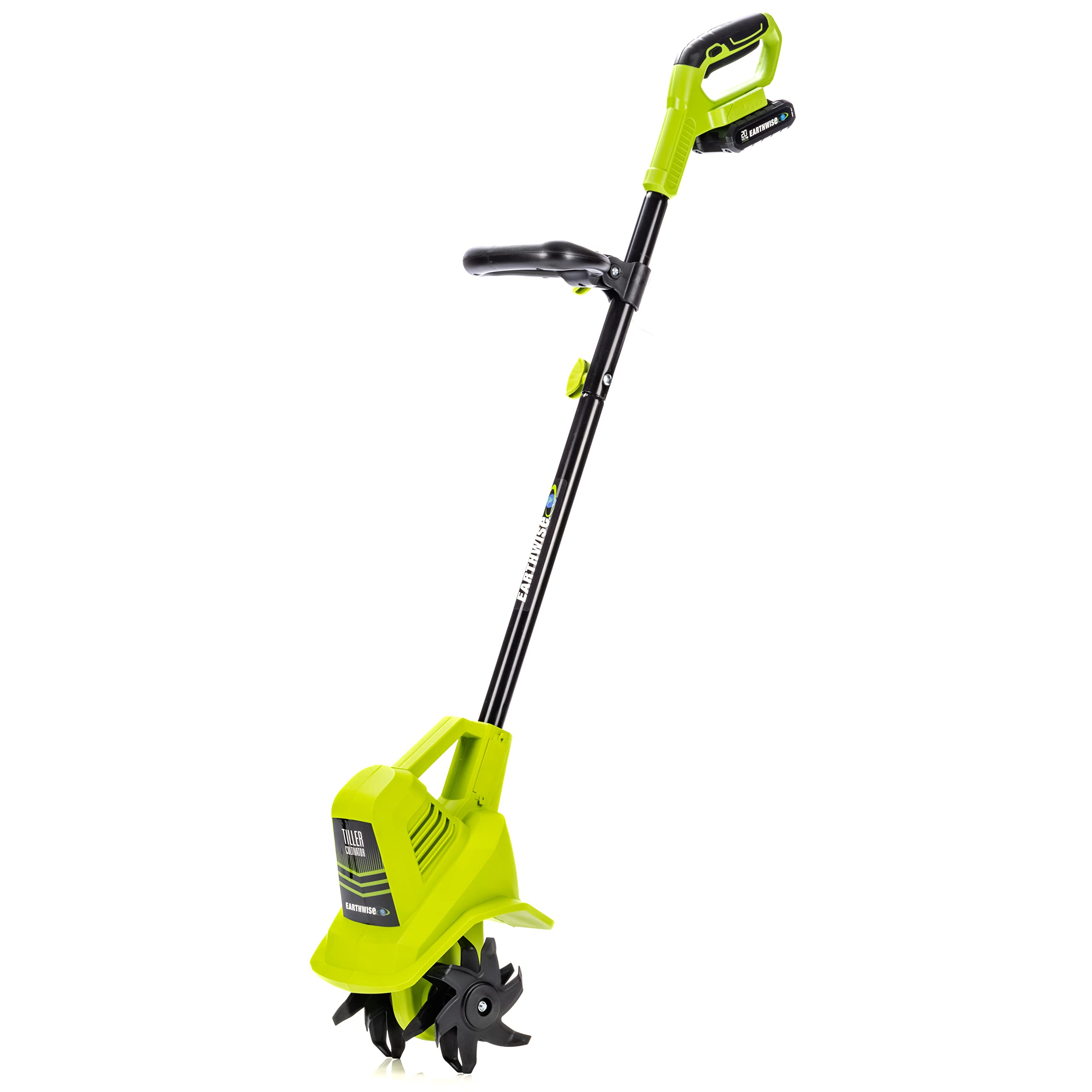 Earthwise ALM TC70020IT 20V 7.5-Inch Cordless Electric Garden Tiller Cultivator with 2AH Battery & Fast Charger - Green | Perfect for Soil Cultivation, Weed Control & Garden Bed Preparation