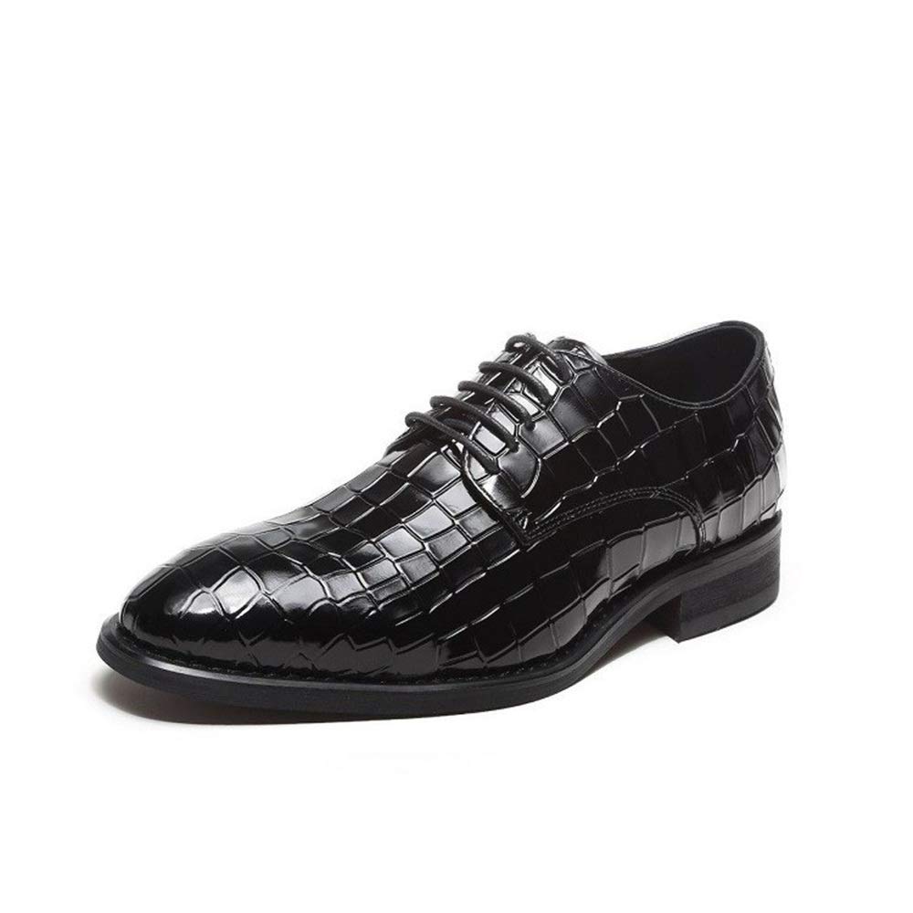 Men's Formal Lace-Up Derby Shoes - Crocodile Embossed Leather, Slip-Resistant Rubber Sole for Wedding & Business Occasions | Perfect for Office, Ceremonies & Special Events