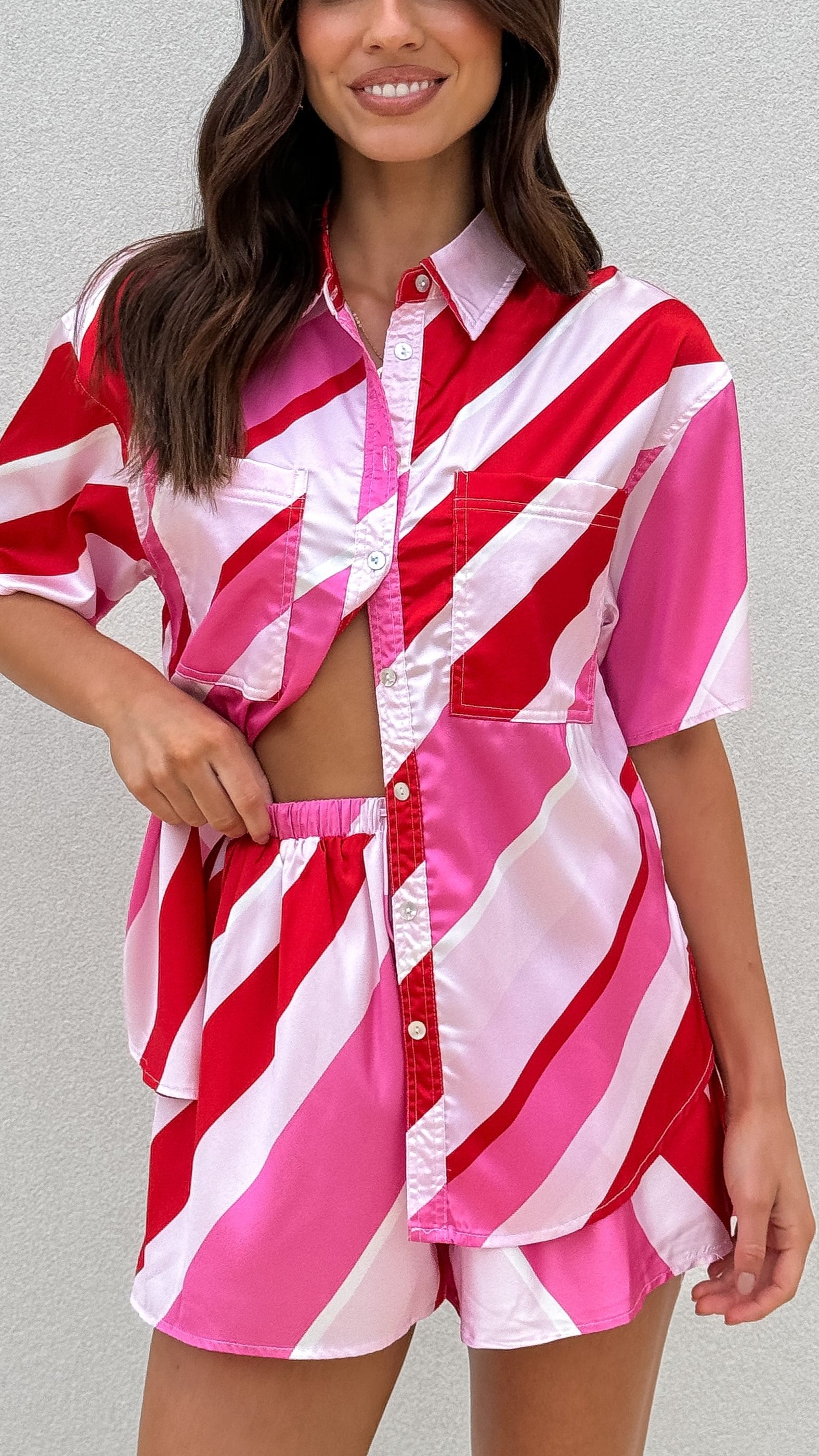Kimberly Shorts - Women's Red & Pink Casual Shorts for Summer, Beach, and Lounge Wear