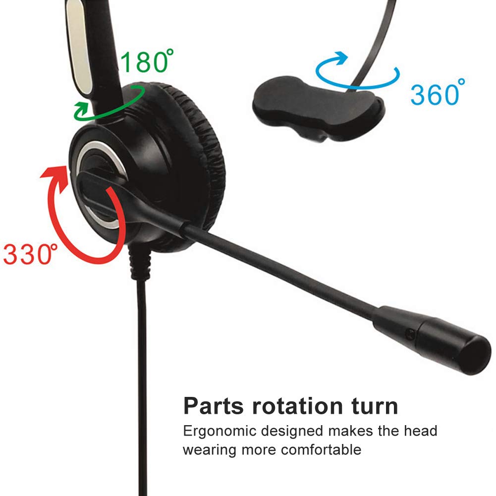 LIYJTK H500 Headband Headset with 3.5mm Plug - Comfortable Telephone Headphones for Call Center, Office Communication & Computer Use - Perfect for Customer Service, Telemarketing & Remote Work