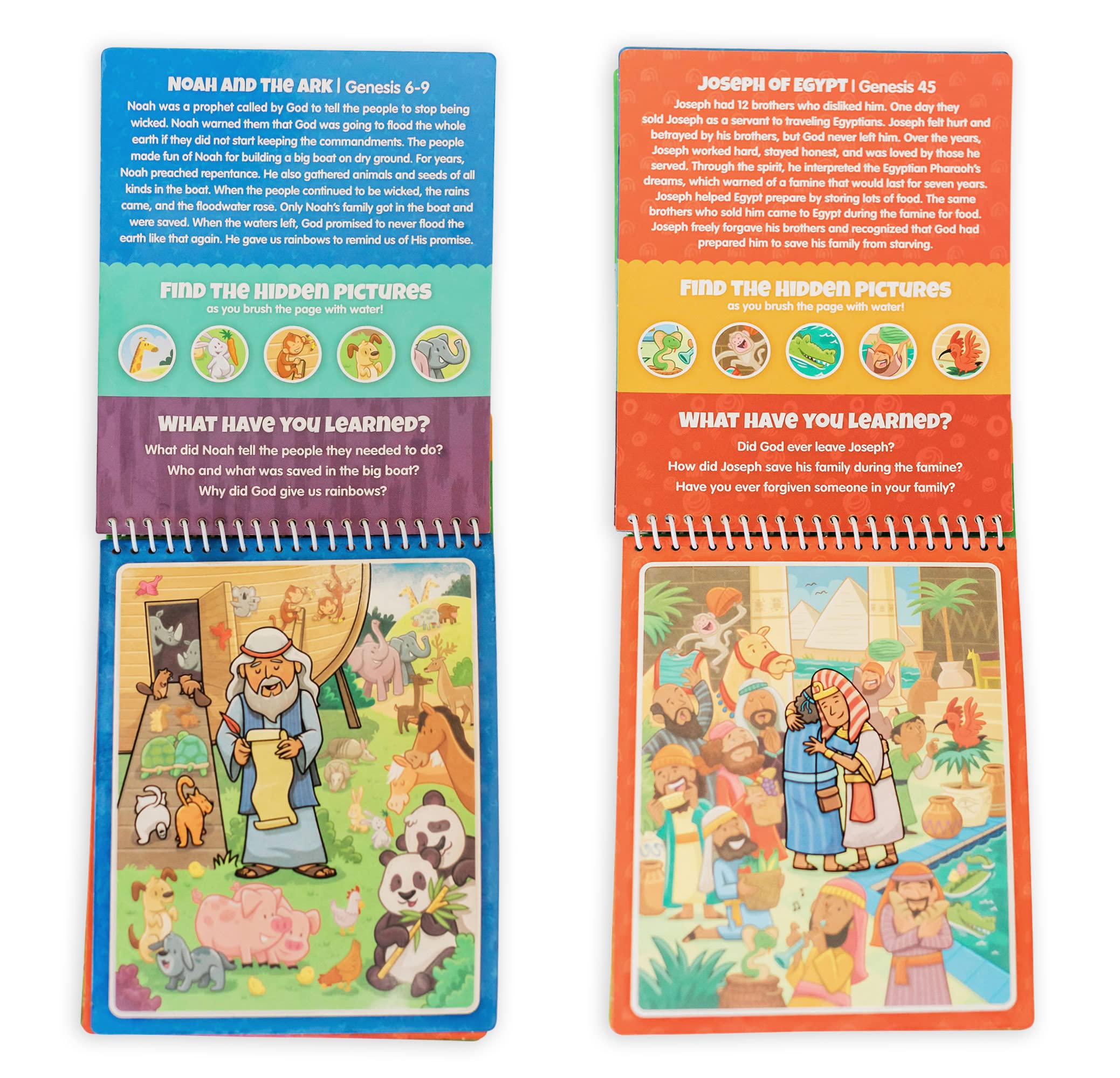 Kanga Toys 4 Pack Aqua Brush Activity Books for Kids Ages 3+ - Old Testament #1, Old Testament #2, New Testament & Book of Mormon Set | Bible Learning & Water Painting Fun for Toddlers & Preschoolers