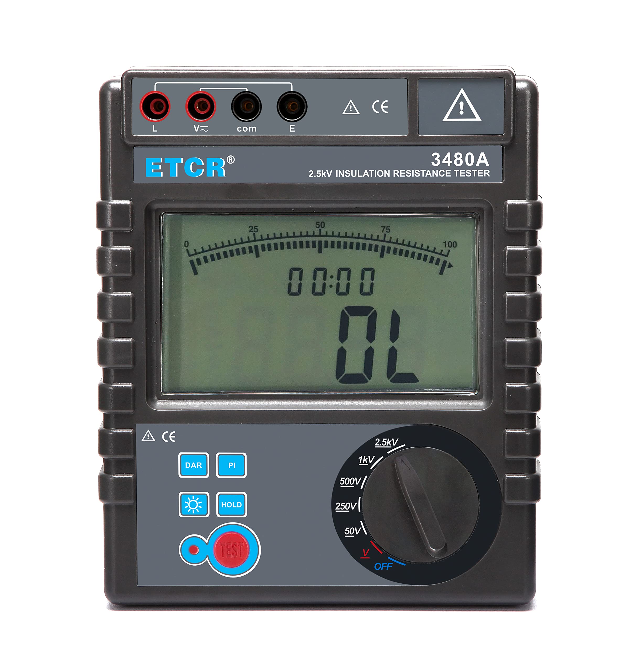 ETCR3480A Digital Insulation Resistance Tester 5KV, 0.1MΩ-400GΩ - High Voltage Electrical Safety Testing Device for Industrial Equipment, Power Lines & Home Appliances | Perfect for Electricians, Engineers & DIY Home Maintenance