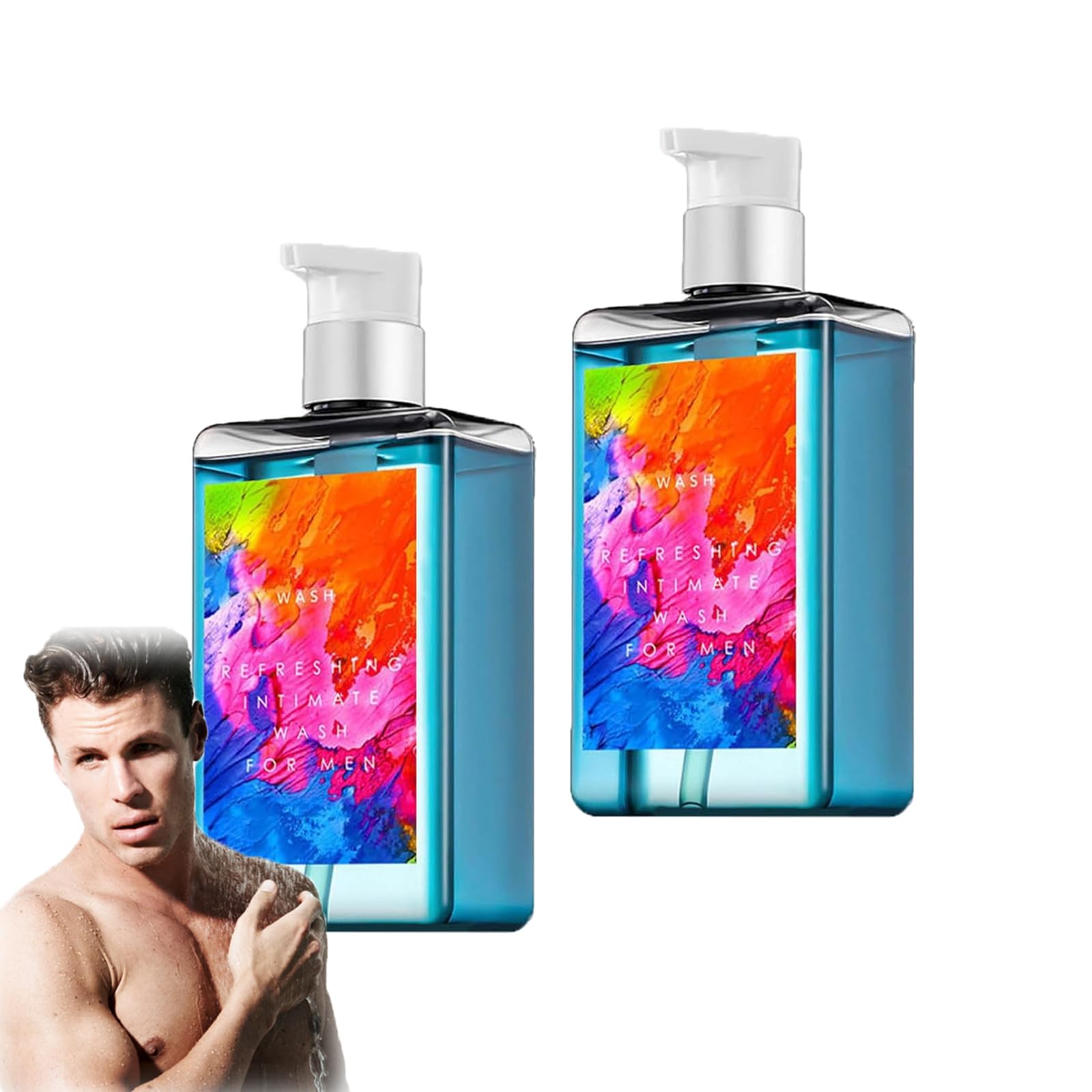 **Blue Perfume Body Wash for Men - pH Balance & Sensitive Skin Care - Daily Hygiene (2pcs) for Freshness & Confidence**