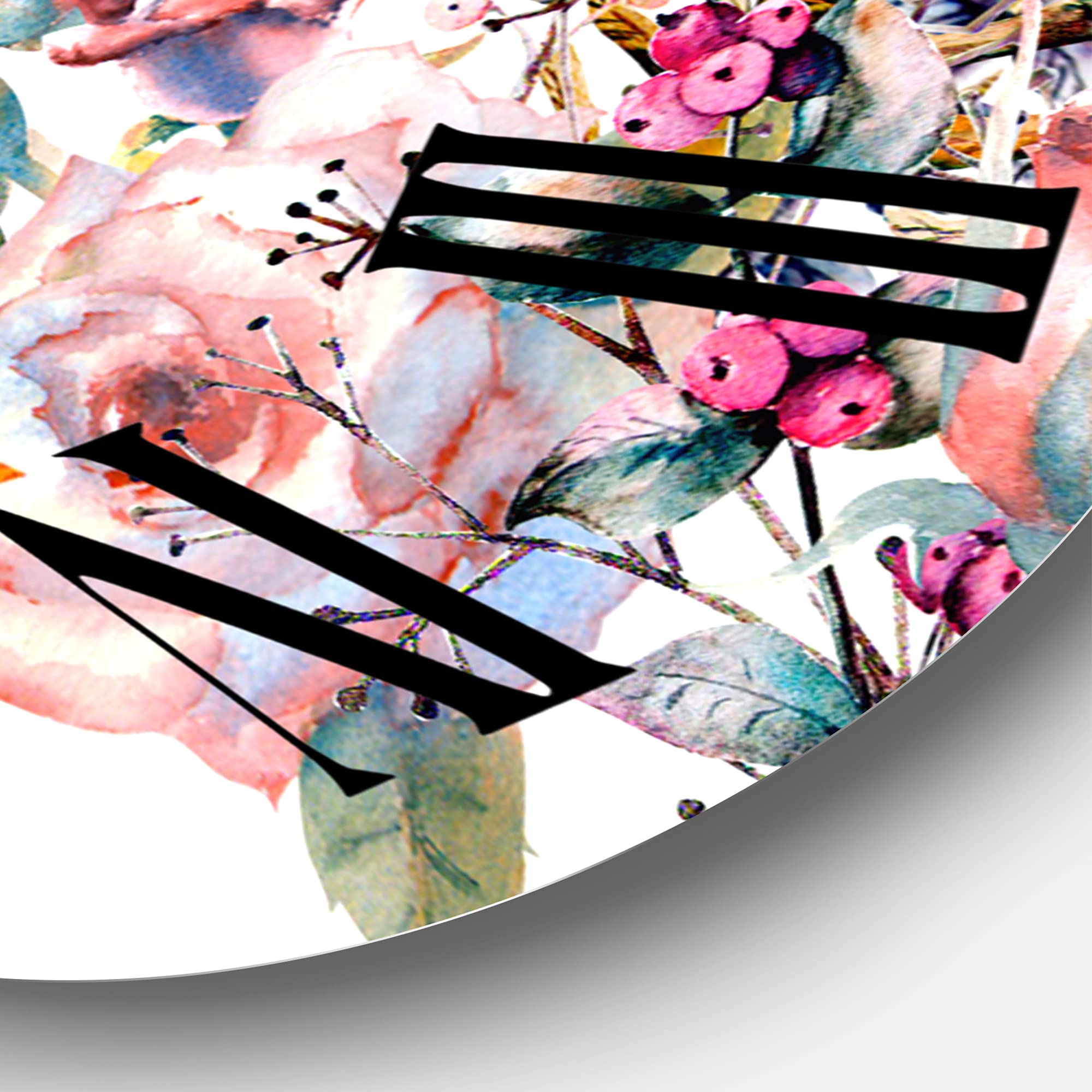 Farmhouse Wall Clock with Pink Roses and Wildflowers - Large Floral Botanical Wall Clock for Home Decor | Perfect for Living Room, Bedroom, Kitchen & Office