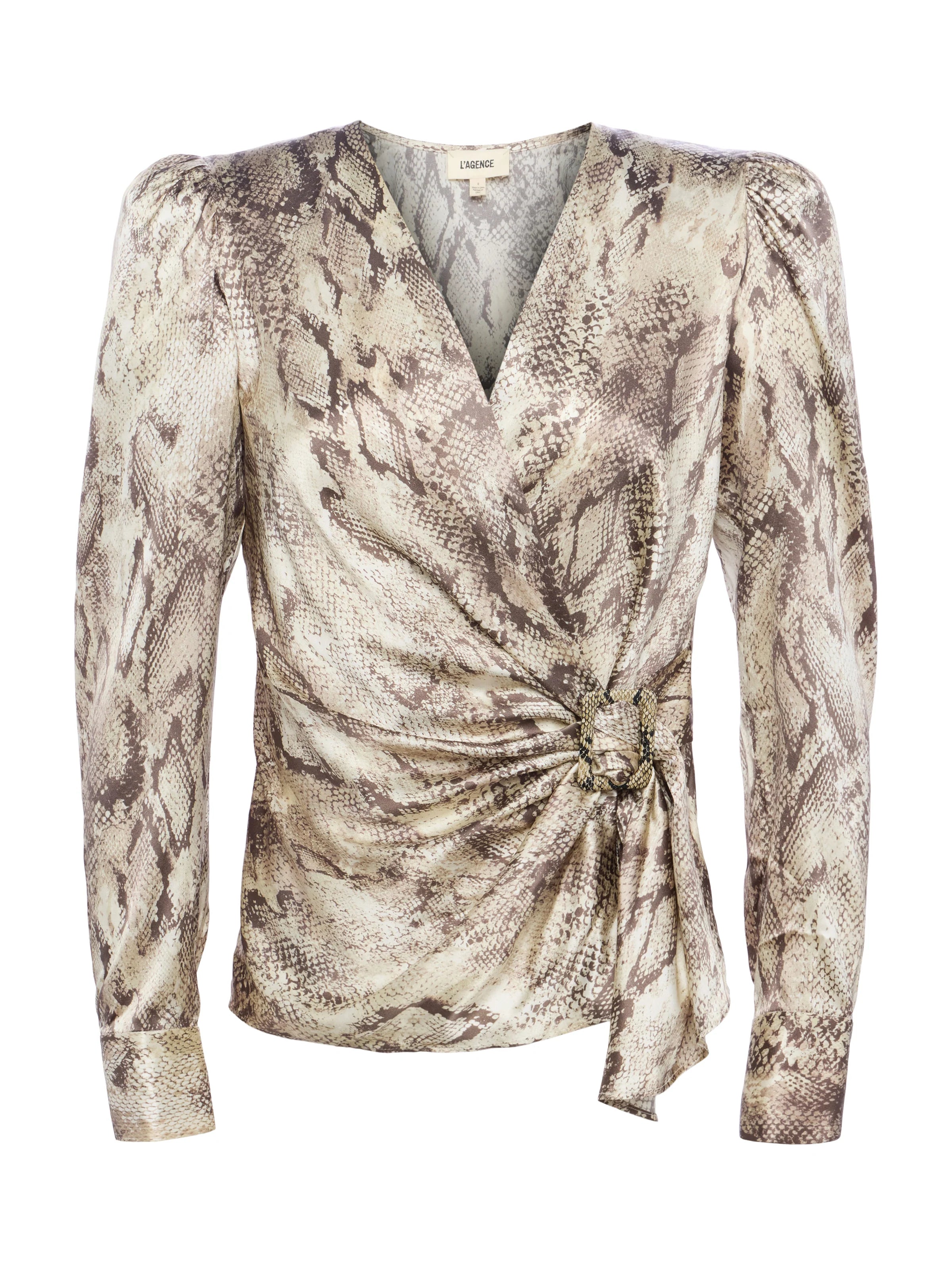 L'Agence Bensen Women's Stretch Silk Blouse - Elegant Long Sleeve Shirt for Work, Office & Special Occasions