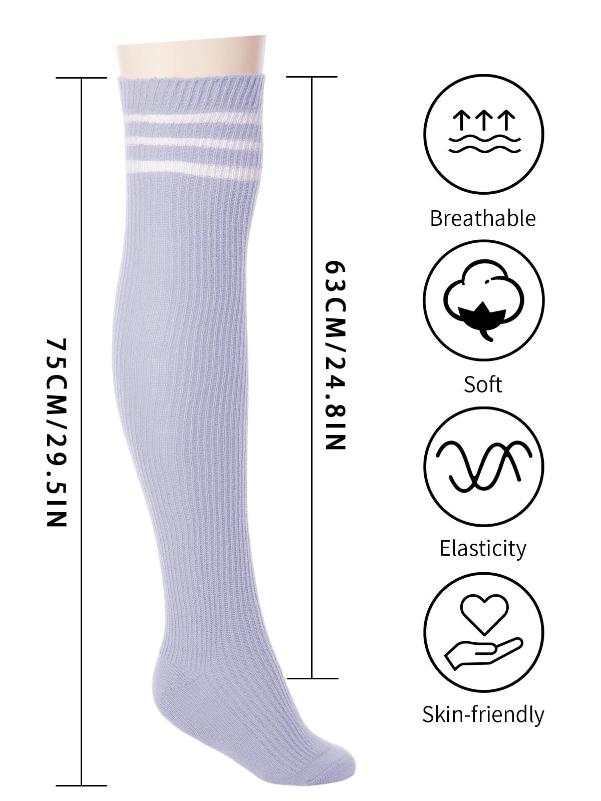 Abodhu Women's Thigh High Socks - Striped Over Knee Stockings for Women | Soft Knit Long Socks for Cosplay, Casual Wear & Winter Outfits | Perfect for Halloween Costumes, Office Attire & Everyday Fashion