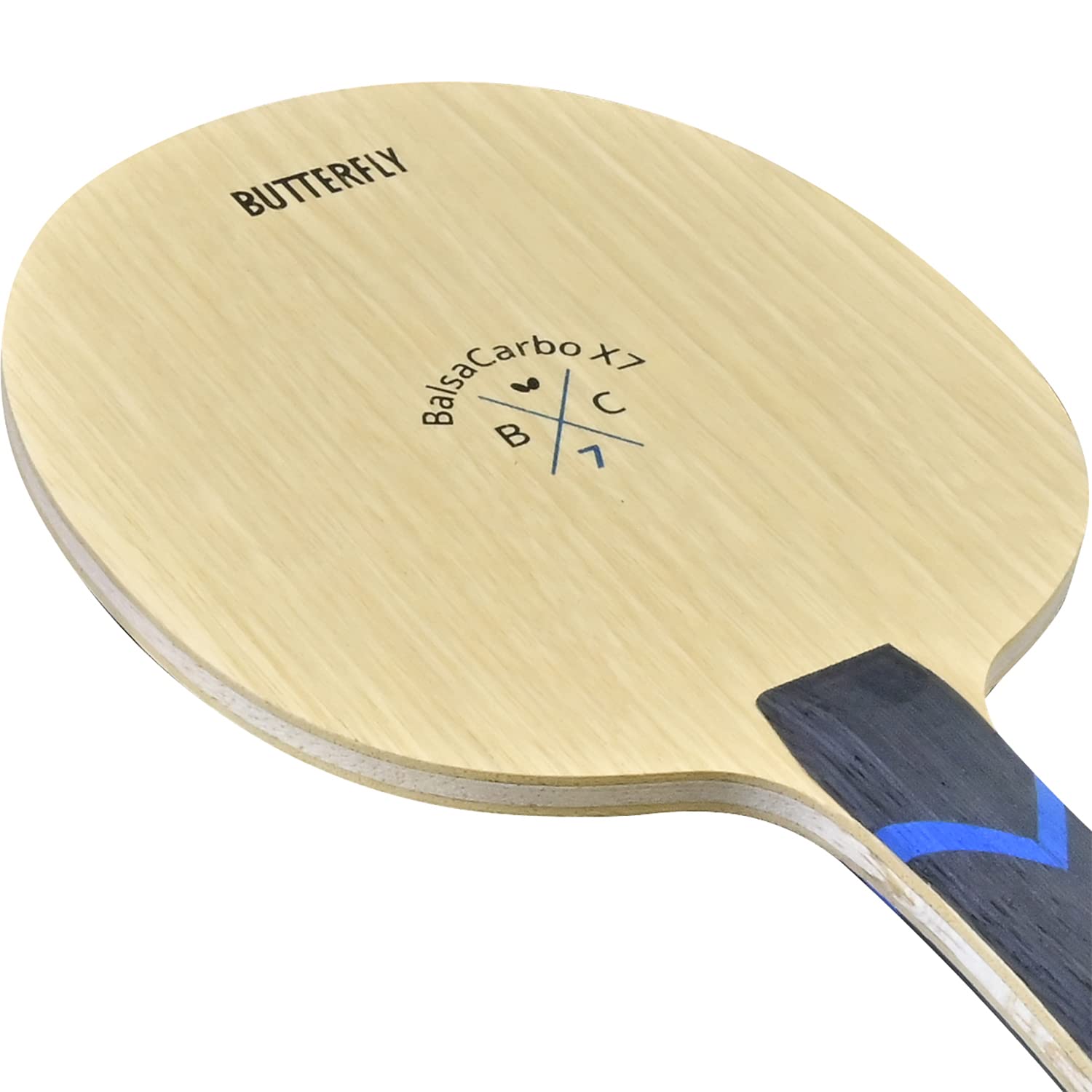 Butterfly BalsaCarbo X7 22 Table Tennis Racket - Professional 5 Wood & 2 Carbon Ply Balsa Blade for Competitive Play - Choose FL or ST Handle Styles - Perfect for Tournament Training & Advanced Players