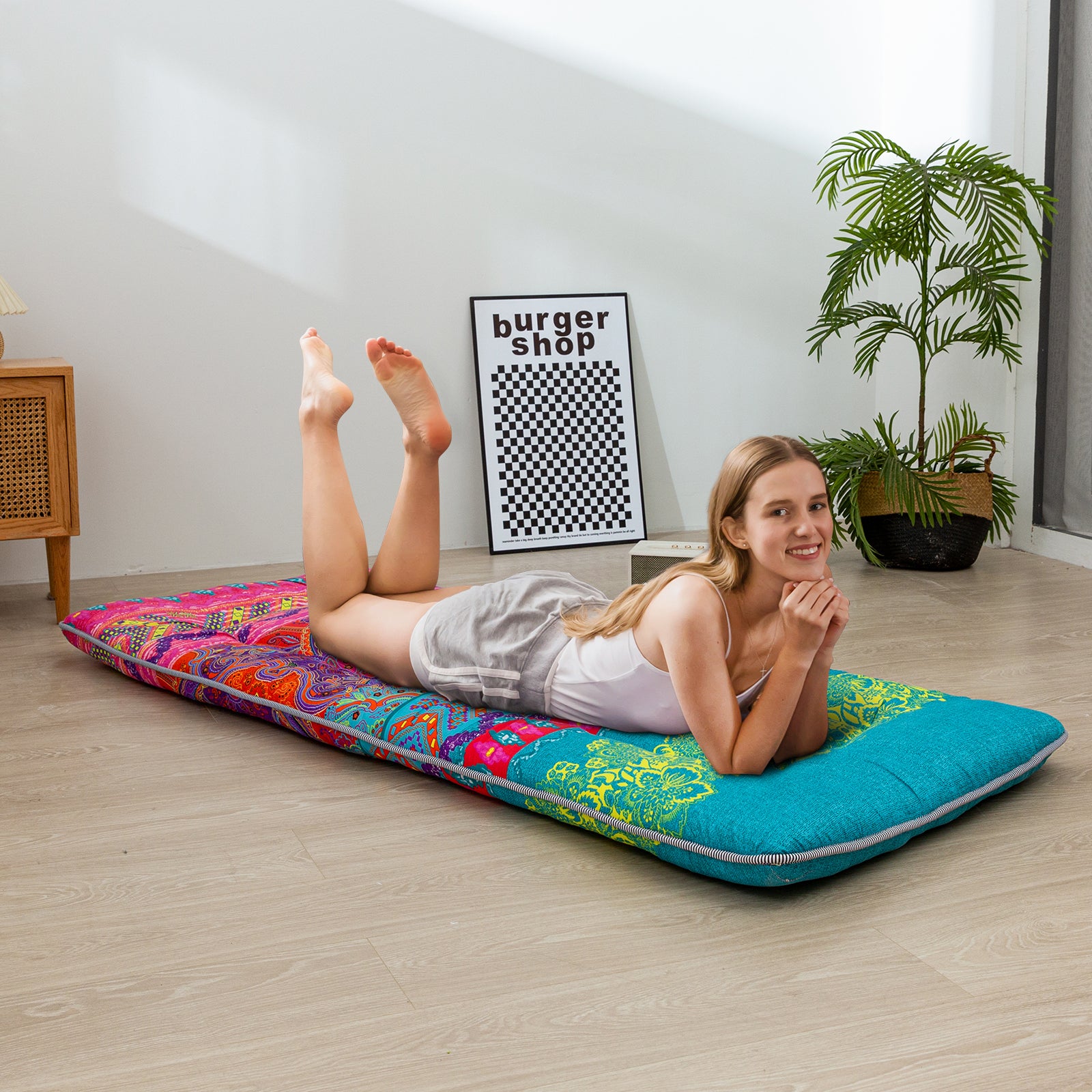 MAXYOYO Japanese Style Cot Futon Mattress - Foldable Floor Mattress, Tatami Mat & Bohemian Bed for Guest Room, Yoga, Meditation & Camping