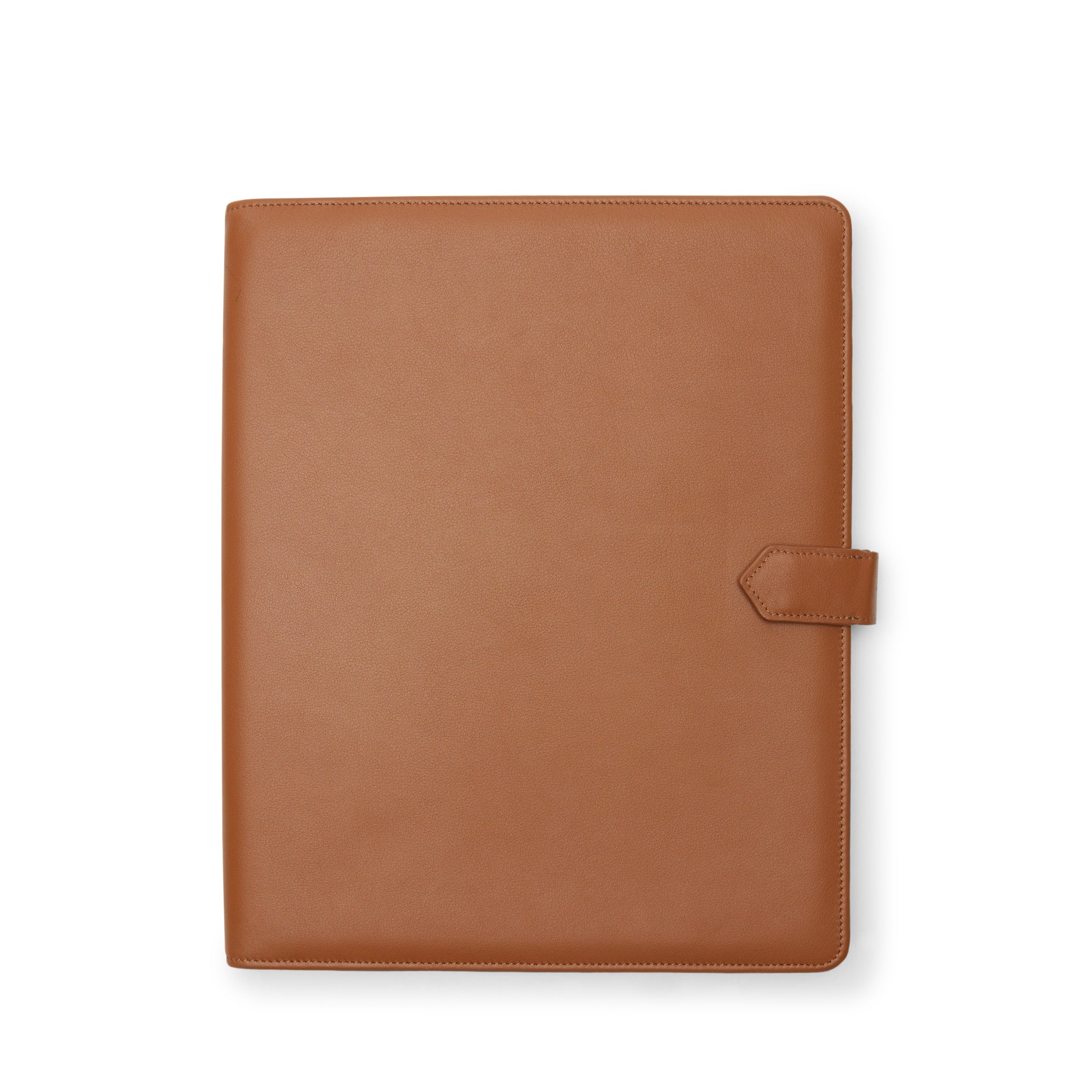 Premium Leather Letter Snap Padfolio in Cognac - Professional Business Portfolio with Notepad Holder for Meetings, Presentations, and Office Organization