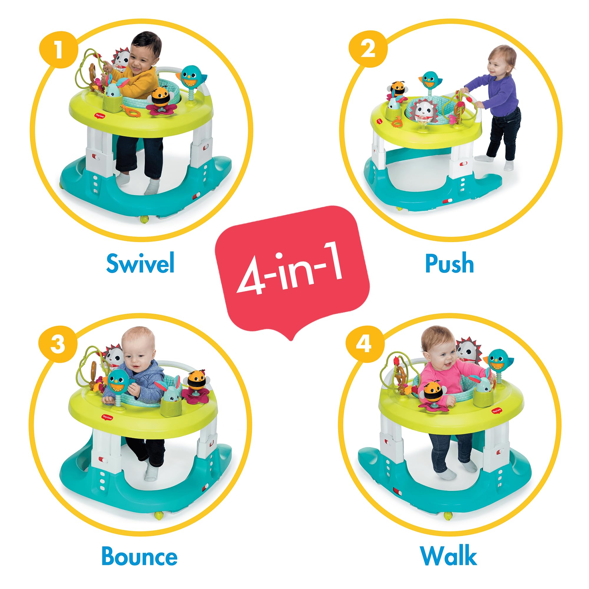 Tiny Love 4-in-1 Here I Grow Mobile Activity Center - Baby Walker & Developmental Toy with Interactive Activities for Infants | Perfect for Playtime, Learning & Motor Skills Development in Nursery or Daycare