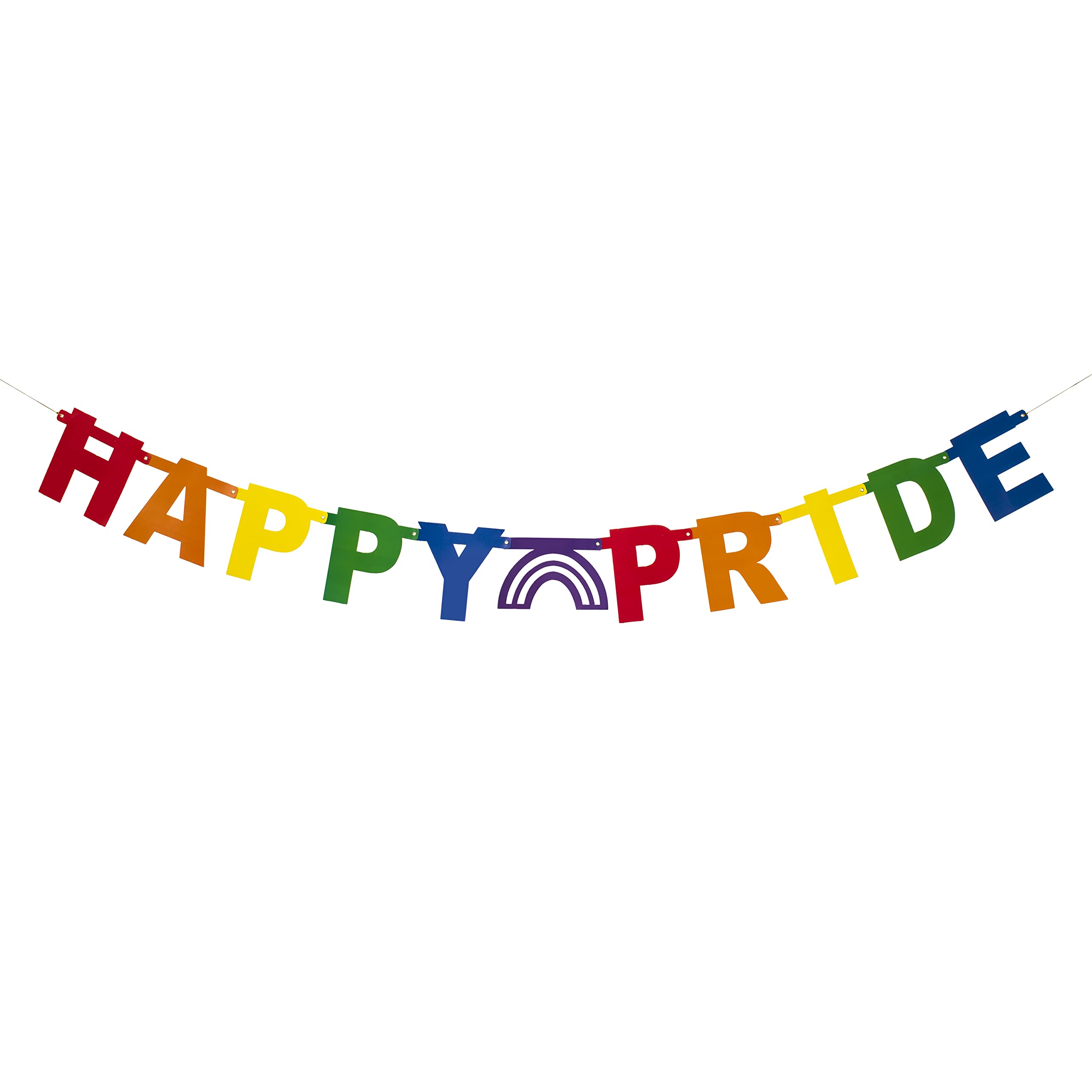 Rainbow Pride Banner - Vibrant LGBT Party Decorations for Pride Month, Home, Office & Outdoor Events - Gold String Hanging Decor for Celebrations, Parades & LGBTQ+ Gatherings