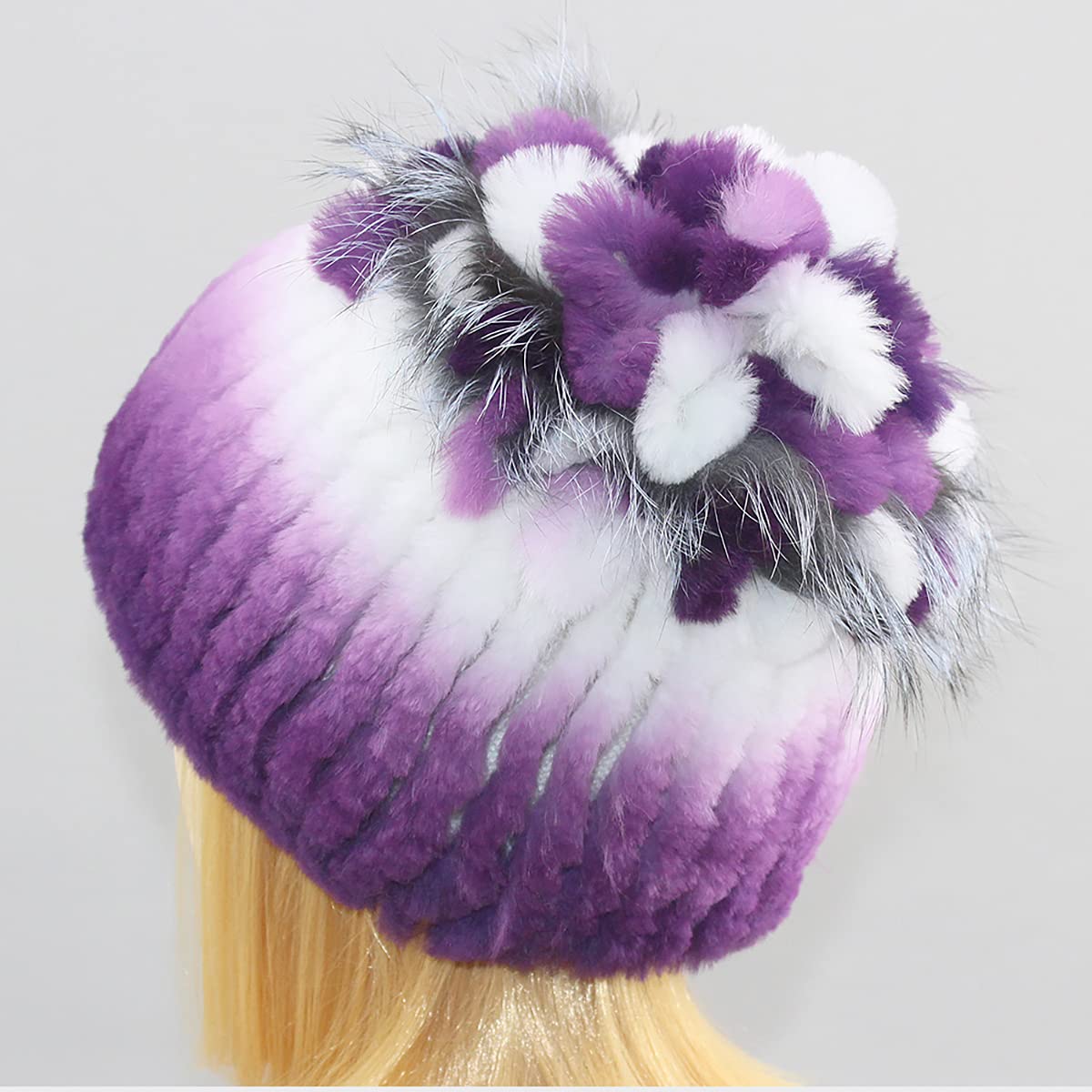 Women's Winter Faux Fur Beanie Hat - Soft Warm Knit Hat with Fluffy Faux Fur Lining for Cold Weather - Cozy Outdoor Accessory for Skiing, Snowboarding & Winter Fashion