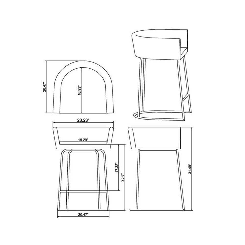 Milan Channel Back Counter Stool - White Bar Stool for Kitchen Island, Breakfast Nook & Home Decor - Comfortable Modern Dining Stool with Upholstered Seat