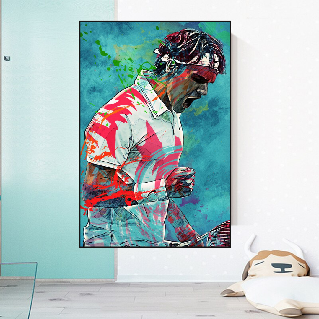 Roger Federer Tennis Legend Canvas Wall Art - Premium Sports Decor for Home, Office & Gym - Perfect Gift for Tennis Fans & Athletes