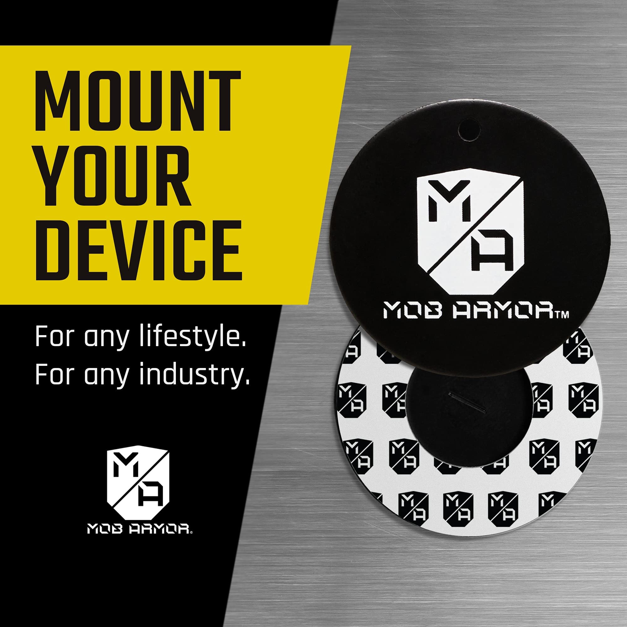 Mob Armor Magnetic Phone Mount Plates - 6 Pack Strong Adhesive Steel Discs for MobNetic Maxx & Car Mounts | Universal Phone Magnet Plates | Durable Vehicle Accessory (Black) | Perfect for Hands-Free Driving, GPS Navigation & Dashcam Setup