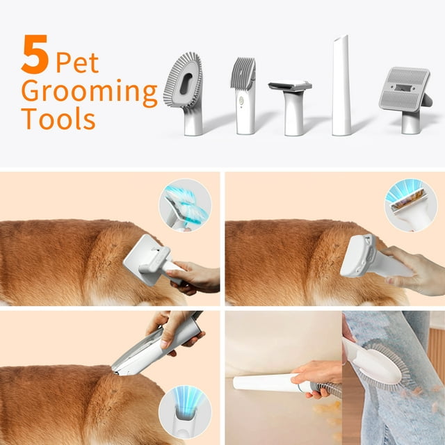 Airrobo PG100 Professional Pet Grooming Kit for Dogs & Cats - Complete Hair Clipper, Brush, Scissors & Nail Trimmer Set for Home Grooming & Shedding Control