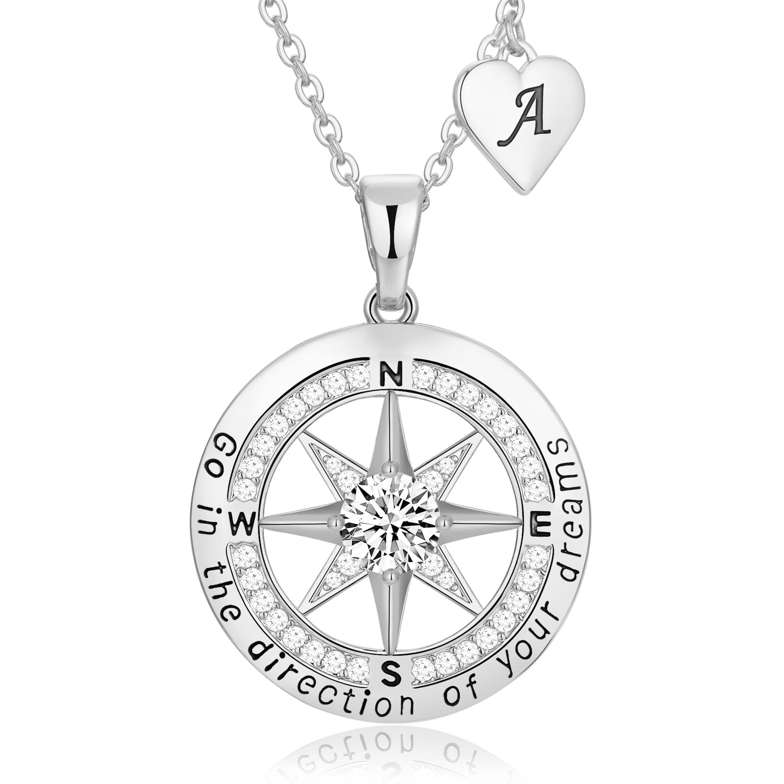 2023 Graduation Gifts for Women - Personalized Initial Compass Necklace (A-Z) | Thoughtful High School & College Graduation Present for Daughter, Best Friend or Teen Girls | Perfect for Commencement Ceremonies, Graduation Parties & Everyday Wear