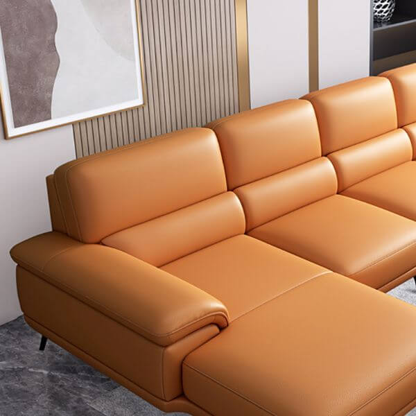 Modern Leather Cushion Back Modular Sofa Set - Pillow Top Arm Sofa for Living Room, Lounge & Home Theater - Comfortable Sectional Couch for Relaxing & Entertaining