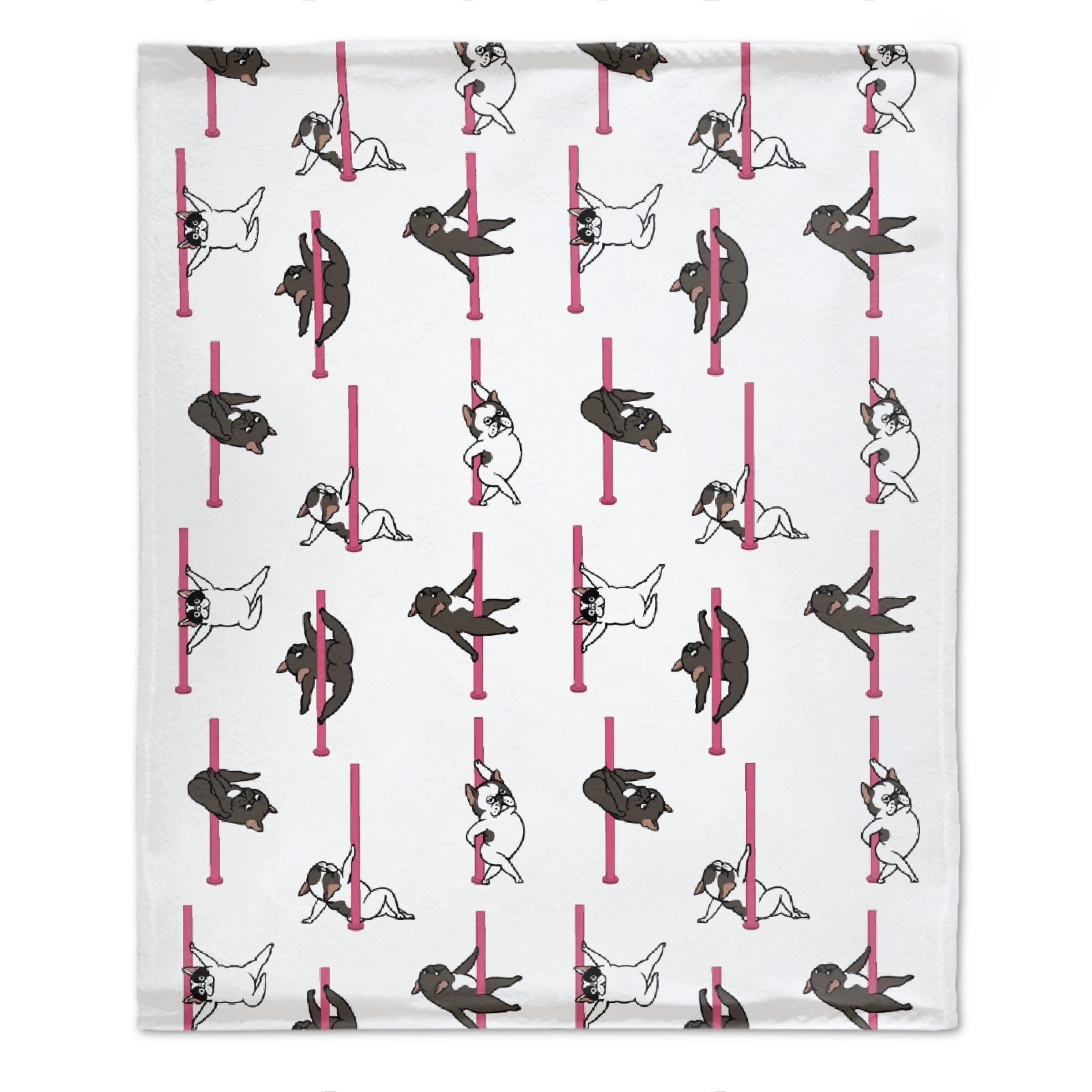 ARNOVIC French Bulldog Pole Dancing Flannel Throw Blanket - Ultra Soft & Warm 50x40 Inch Cozy Blanket for Couch, Sofa, Bed - Perfect for Home Decor, Gifts & All Seasons Use - Ideal for Lounging, Netflix Nights & Pet Snuggles