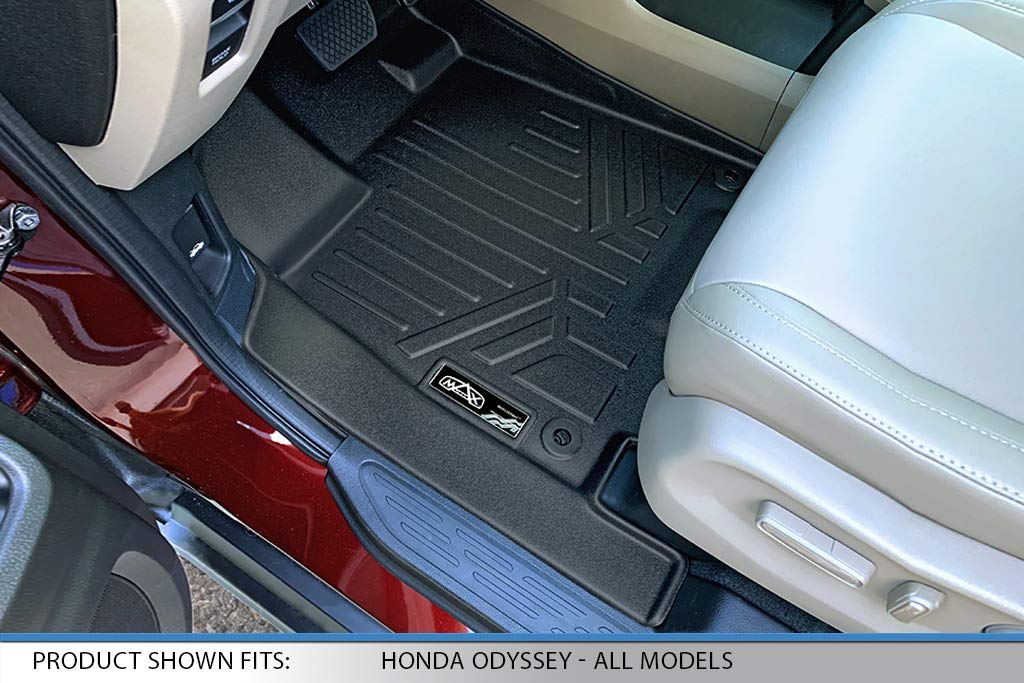 SMARTLINER Custom Fit All-Weather Floor Mats for 2018-2025 Honda Odyssey - 2 Row Premium Car Mats Set (Black) - Durable, Non-Slip Protection for SUV & Minivan - Perfect for Family Road Trips, Daily Commutes & Winter Weather