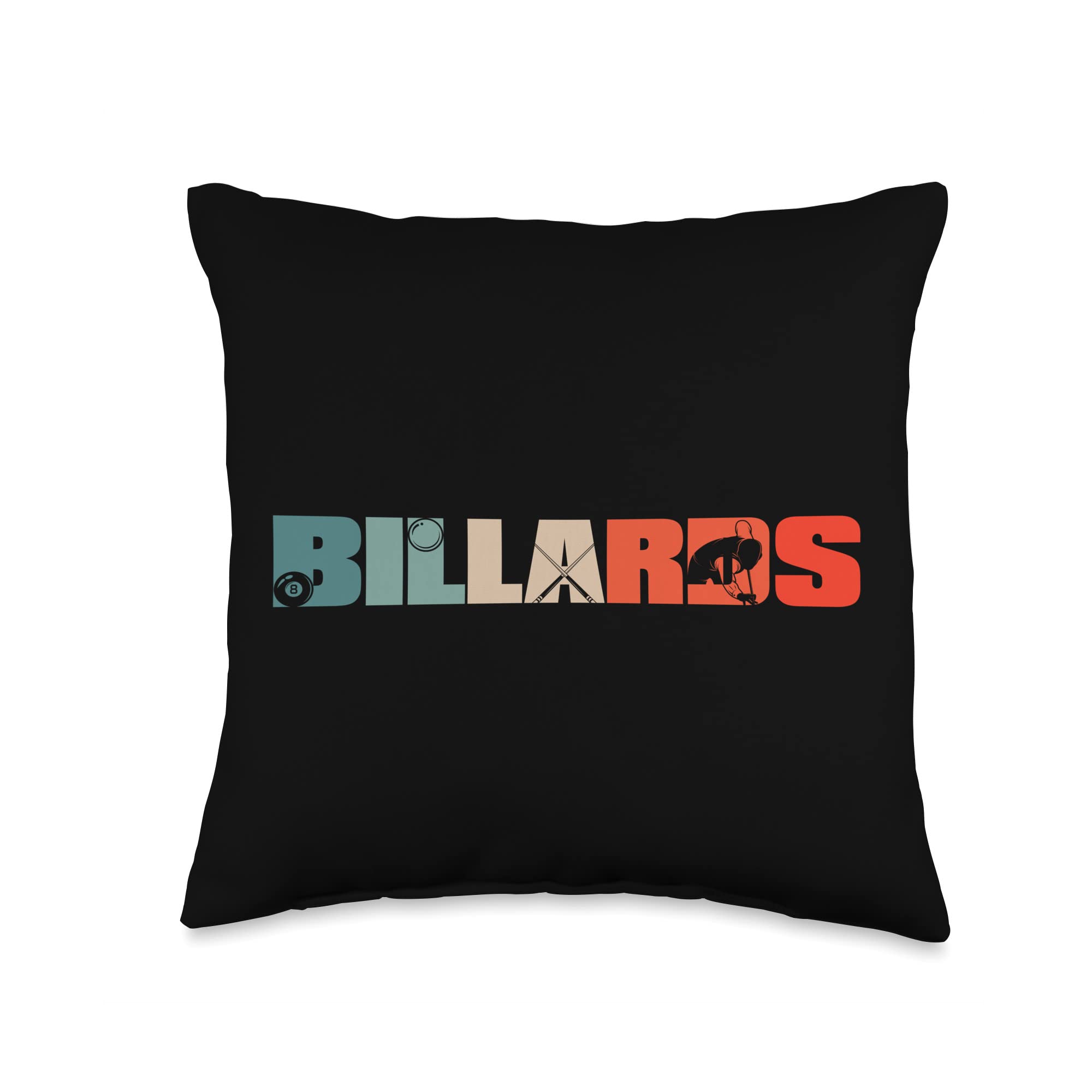 Vintage 8-Ball Billiard Throw Pillow 16x16 - Retro Pool Player Gift for Game Room Decor