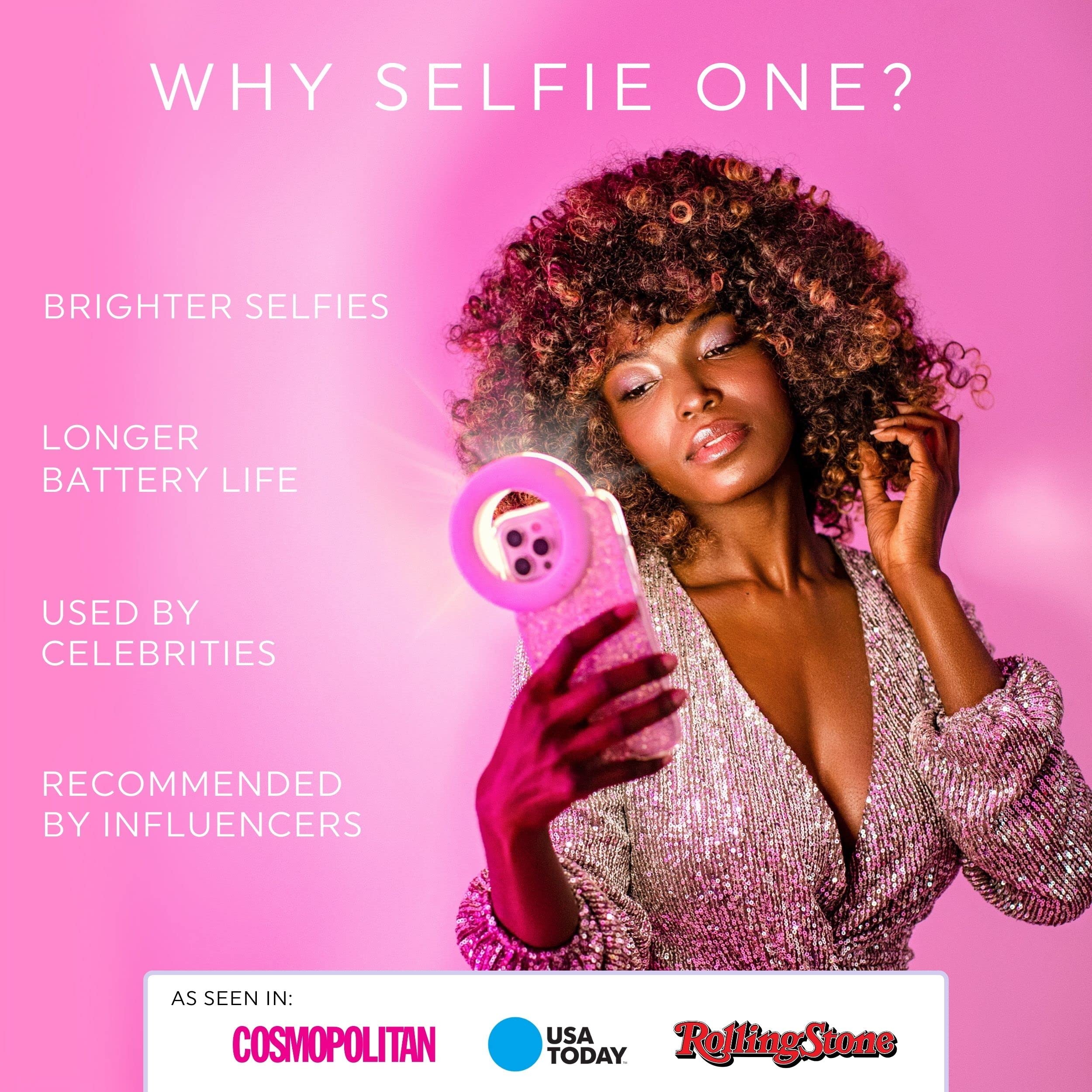 Selfie Ring Light with 3 Adjustable Brightness Modes - Clip On Phone Light for iPhone, Android & Laptop - Rechargeable LED Makeup Light for Beauty, Vlogging, YouTube, TikTok & Live Streaming
