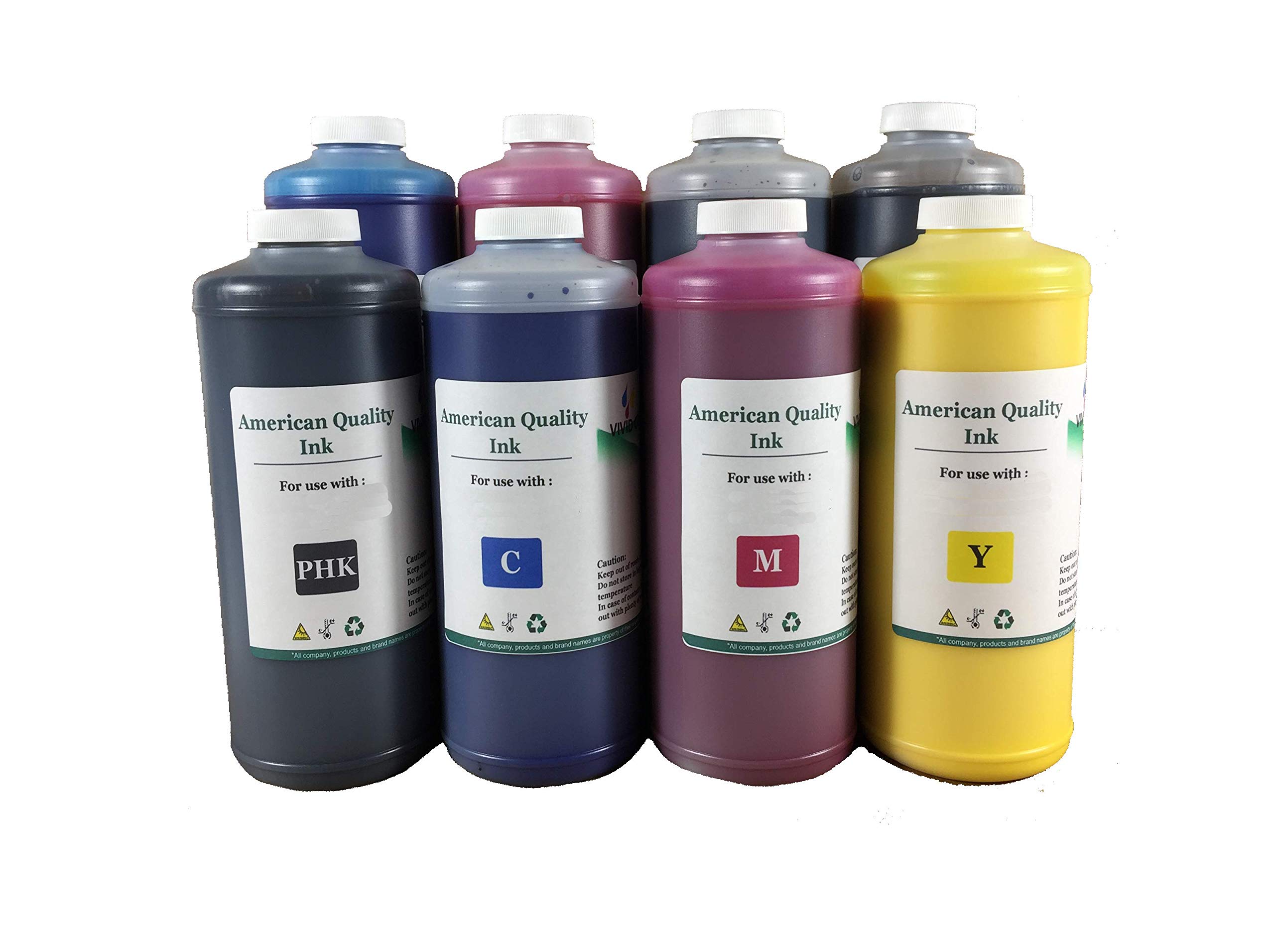 VividColors 8-Pack Refill Ink Bottles for HP70 (C9448A, C9449A, C9452A) - High Yield Printer Ink for HP OfficeJet, Deskjet - Perfect for Home, Office & School Printing Projects