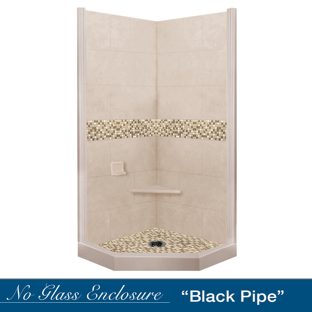 Neo Angle Brown Sugar Sistine Stone & Roma Mosaic Accent Tile - DIY Shower Remodel Kit for Bathroom Renovation | Waterproof & Easy to Install Backsplash