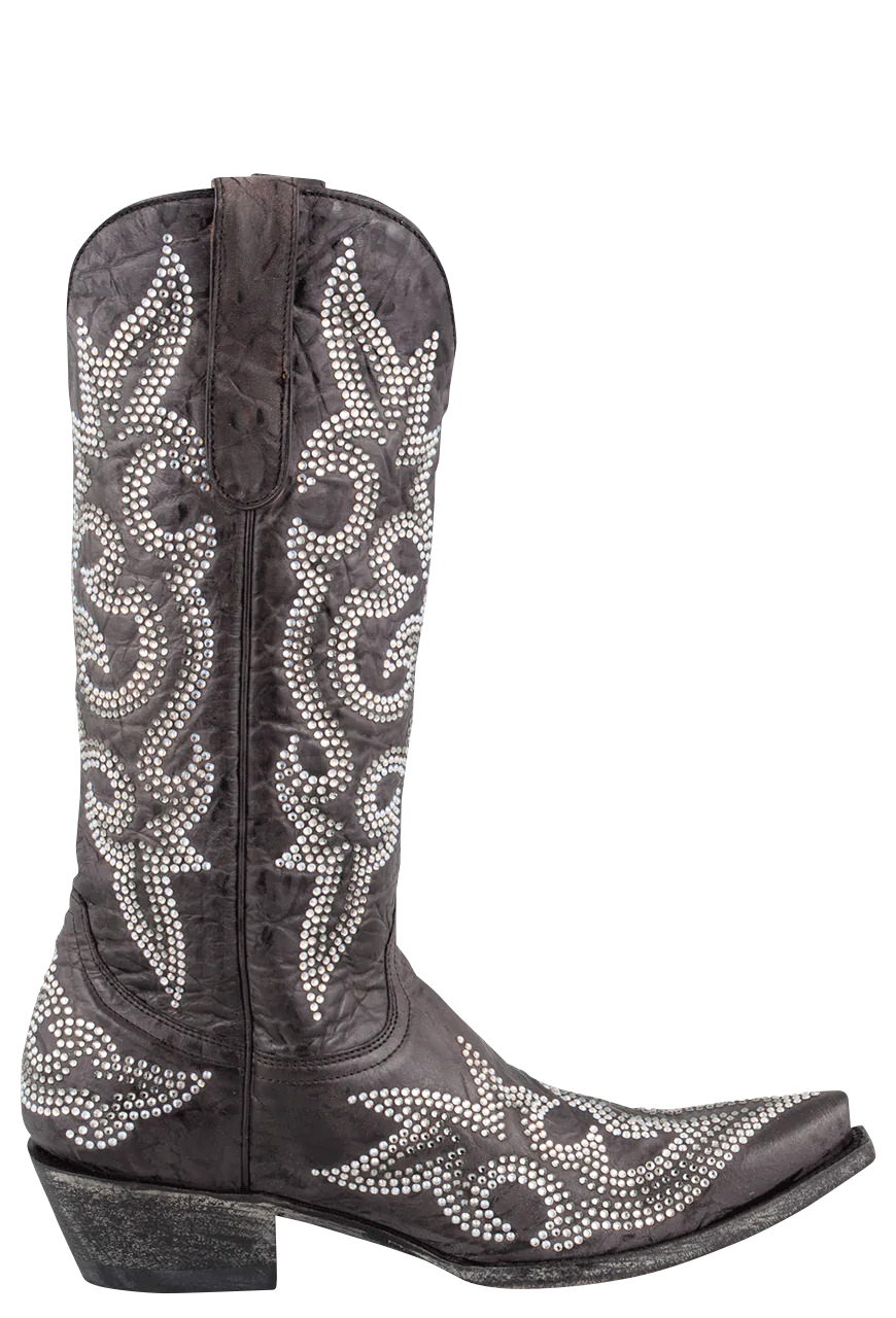Old Gringo Crystal Diego Cowgirl Boots - Dark Brown Western Boots for Women | Handmade Leather Cowgirl Boots with Crystal Accents | Perfect for Rodeo, Country Dancing & Western Fashion