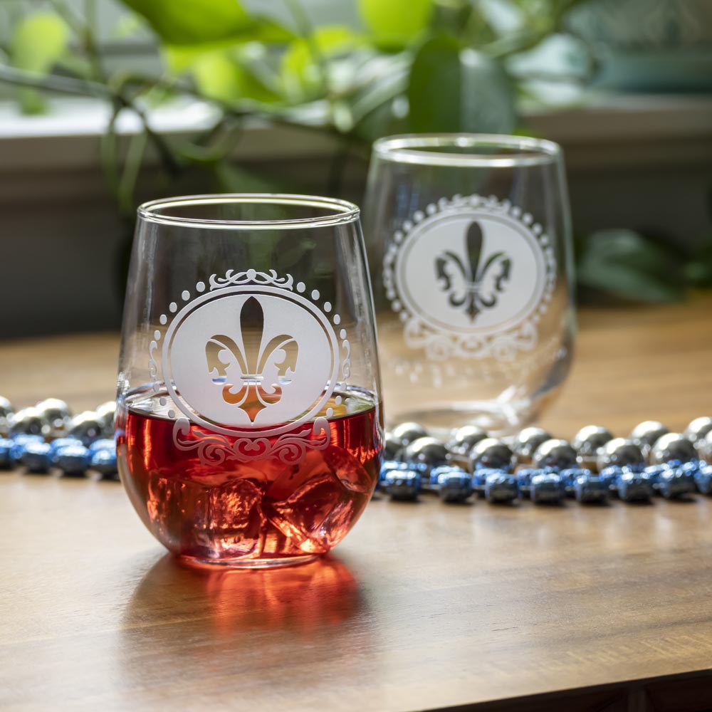 Royal Fleur De Lis 17oz Stemless Wine Tumbler Set - 12 Pack Bulk Stainless Steel Insulated Cups for Wine, Cocktails & Beverages - Perfect for Parties, Weddings & Home Entertaining