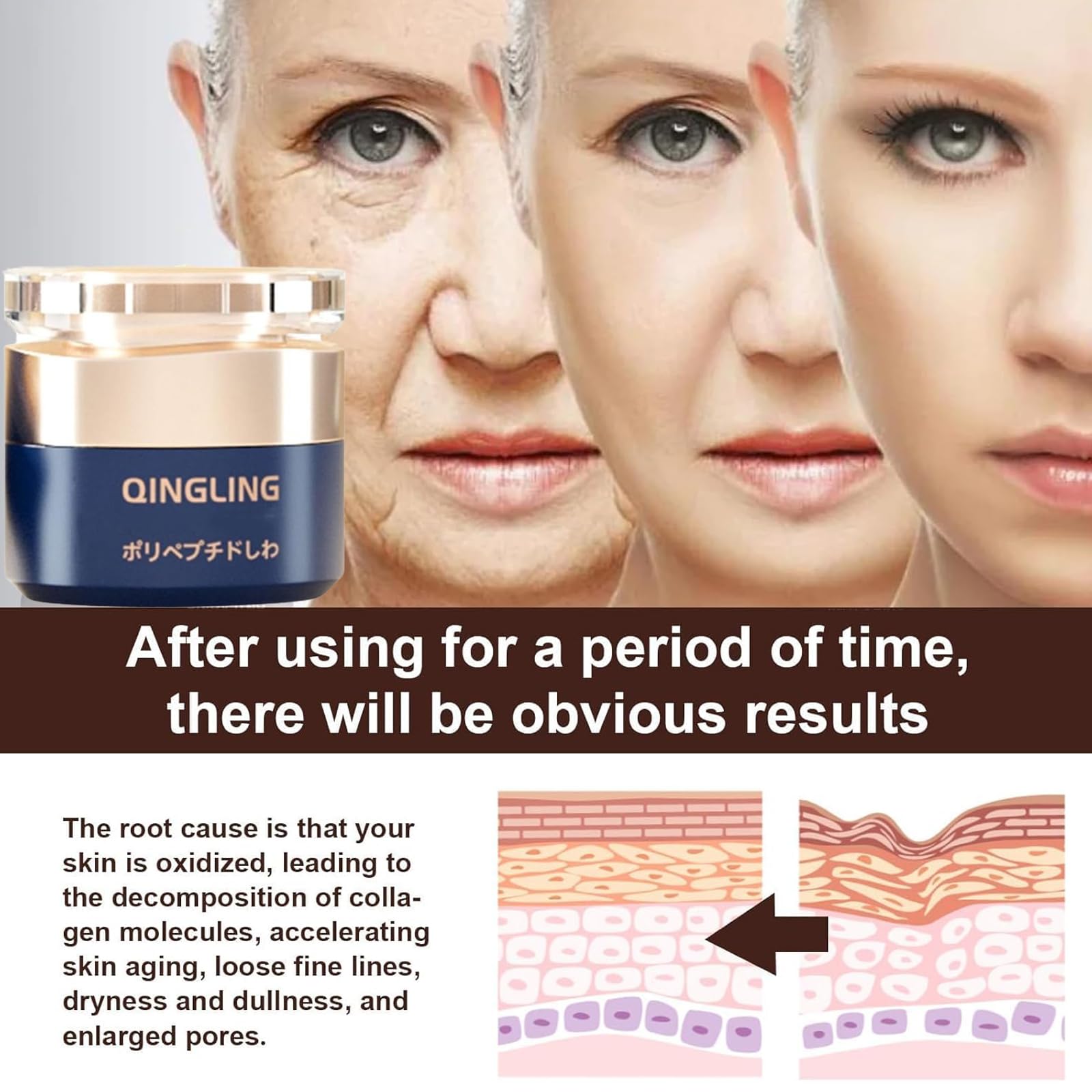 Qingling Anti-Aging Wrinkle Removal Cream - Firming & Lifting Face Cream with Collagen - Moisturizing Anti-Wrinkle Treatment - 3 Pack - Perfect for Daily Skincare Routine & Nighttime Anti-Aging Care