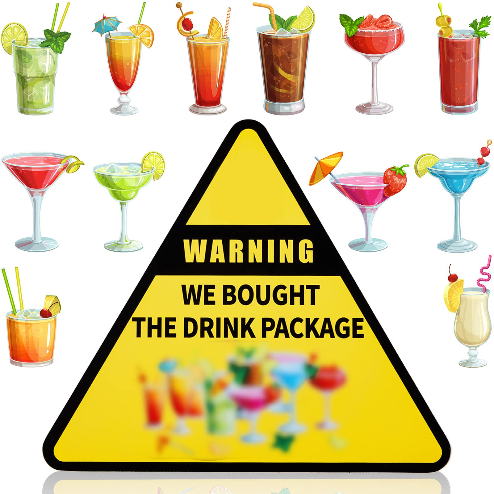 13 Pcs Tropical Drink Cruise Door Magnets - Personalized Funny Magnetic Decor for Carnival, Birthday & Cruise Ships (Warning Cocktail Design) - Perfect for Summer Parties, Themed Events & Cabin Decorations