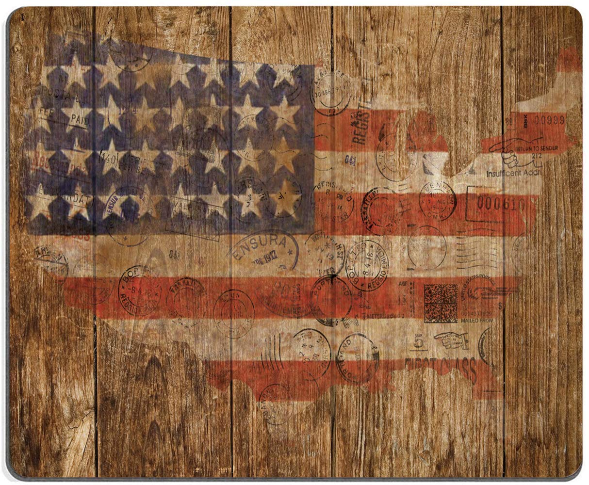 American Flag Mouse Pad - Vintage US Flag Wooden Wall Design, Non-Slip Rubber Base Gaming Mouse Mat, Waterproof Square Mousepad for Office, Home, Laptop & Travel | Perfect for Gamers, Work Desks & Patriotic Decor