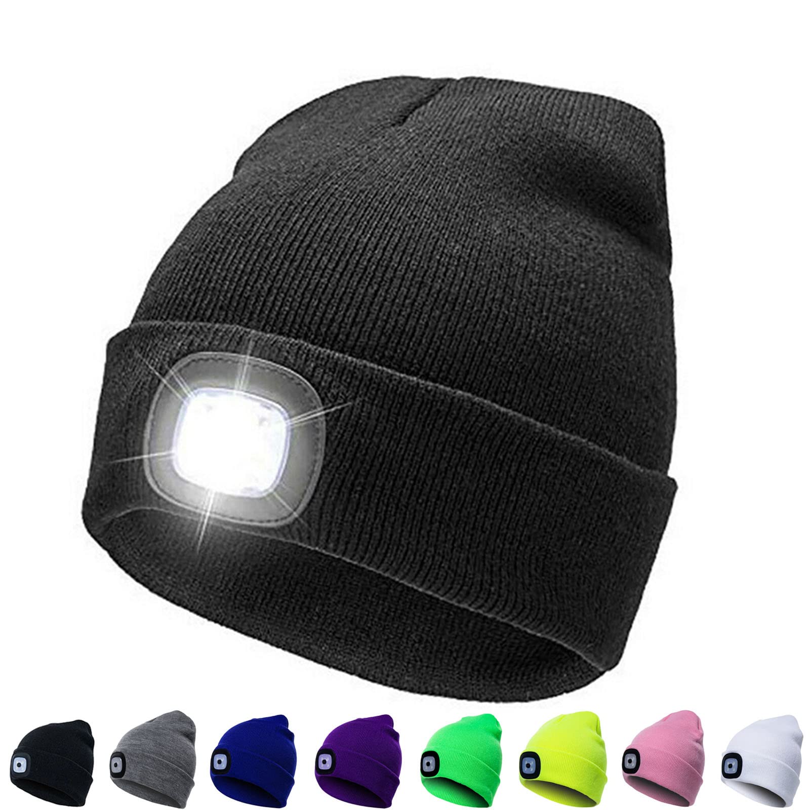 Unisex LED Beanie Hat with Light - Hands Free LED Headlamp Winter Hat for Men & Women - Perfect for Outdoor Activities, Camping, Hiking, Night Running and Dog Walking