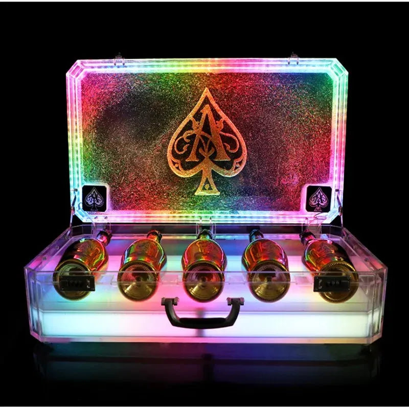 6-Pack LED Light-Up Ace of Spade Champagne Bottle Display Case - Glowing Wine Bottle Holder for Nightclubs, Bars, Parties & Special Events - Perfect for Club Decor, VIP Tables & Themed Celebrations