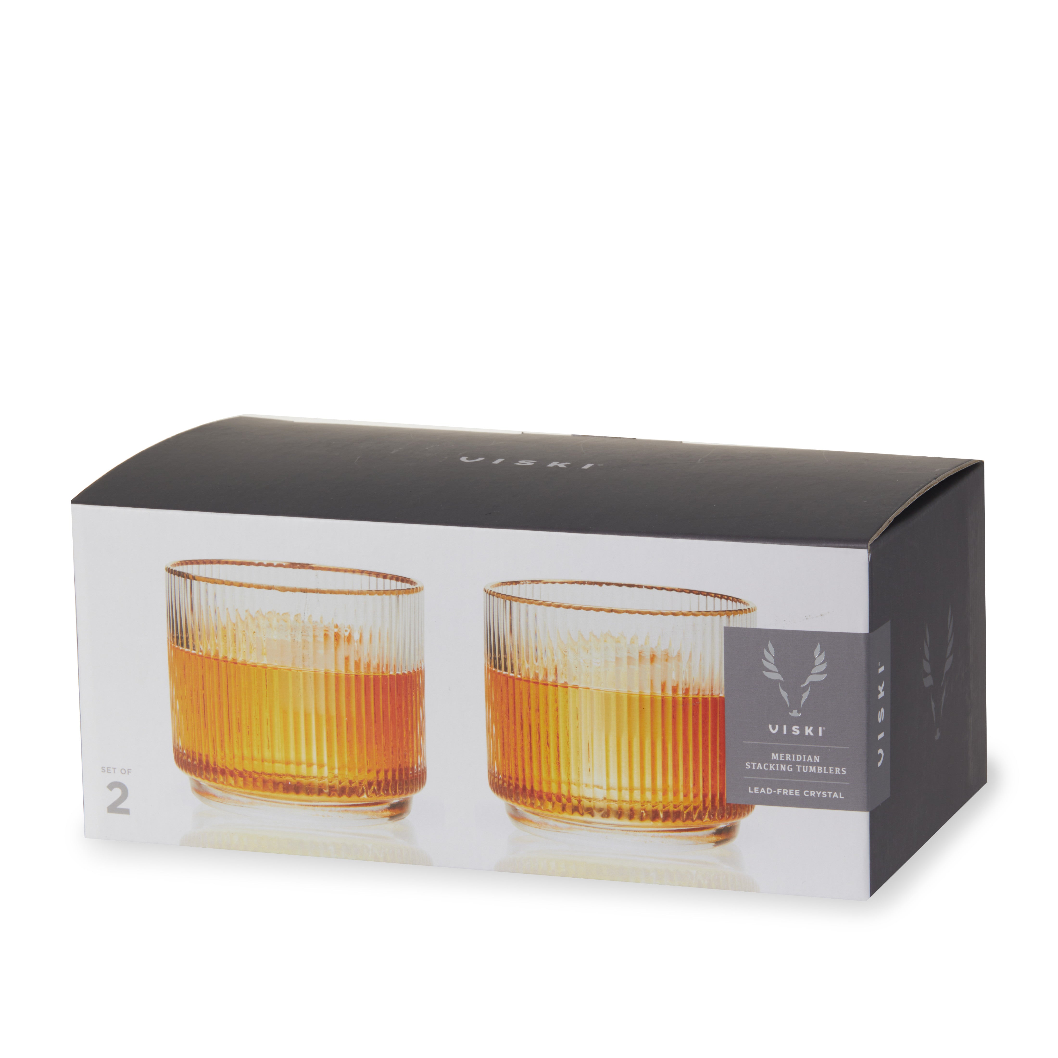 Premium Meridian Crystal Lowball Tumblers Set of 2 - Elegant Whiskey Glasses for Bourbon, Scotch & Cocktails - Perfect for Home Bar, Gifts & Entertaining