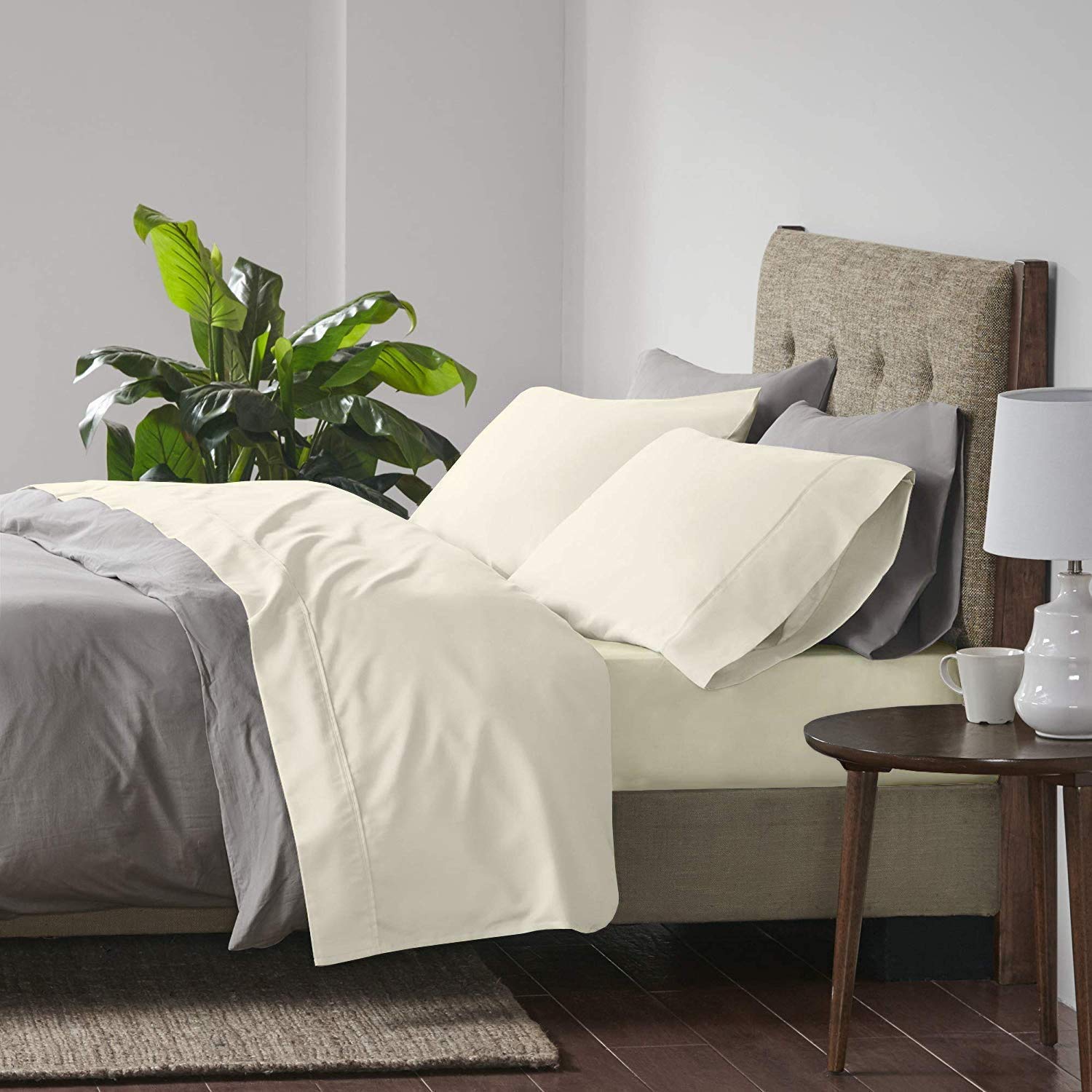 Premium 600 Thread Count 100% Egyptian Cotton Twin Size Sheet Set - 4 Piece Ultra Soft Bed Sheets with 18