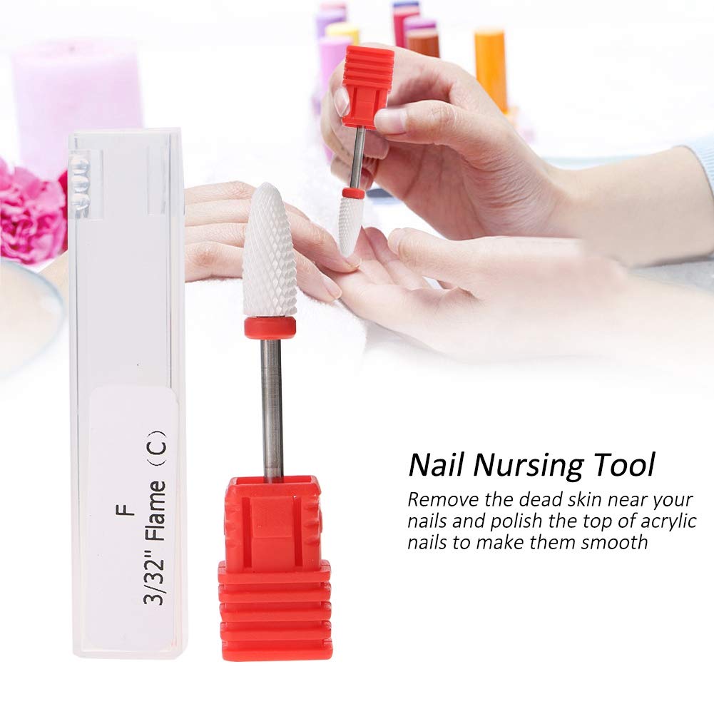 Ceramic Nail Drill Bits Set - 4 Types Round & Flat Grinding Heads for Professional Manicure & Pedicure Tools - Perfect for Nail Salons, Home Grooming & DIY Nail Art