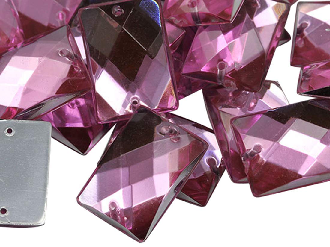 Allstarco 14x10mm Pink Light CH13 Flat Back Rectangle Sew-On Plastic Acrylic Rhinestones - 70pcs for DIY Crafts, Sewing, Clothing Embellishments, Costume Cosplay & Jewelry Making - Perfect for Dresses, Bags, and Accessories