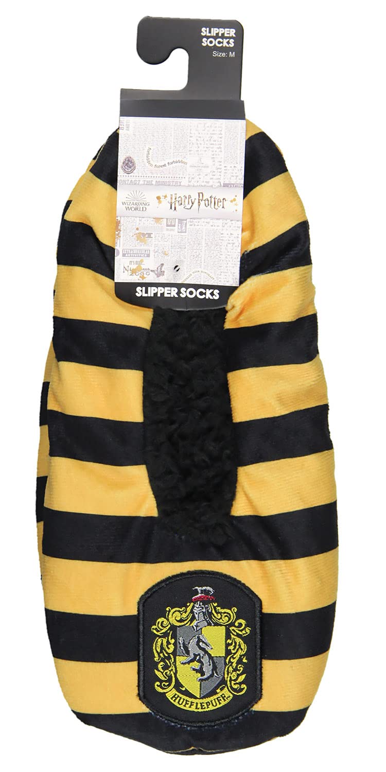Harry Potter House Crest Slippers with Non-Slip Sole - Gryffindor, Hufflepuff, Ravenclaw & Slytherin - Cozy Slipper Socks for Women & Men - Perfect for Movie Nights & Hogwarts Themed Parties