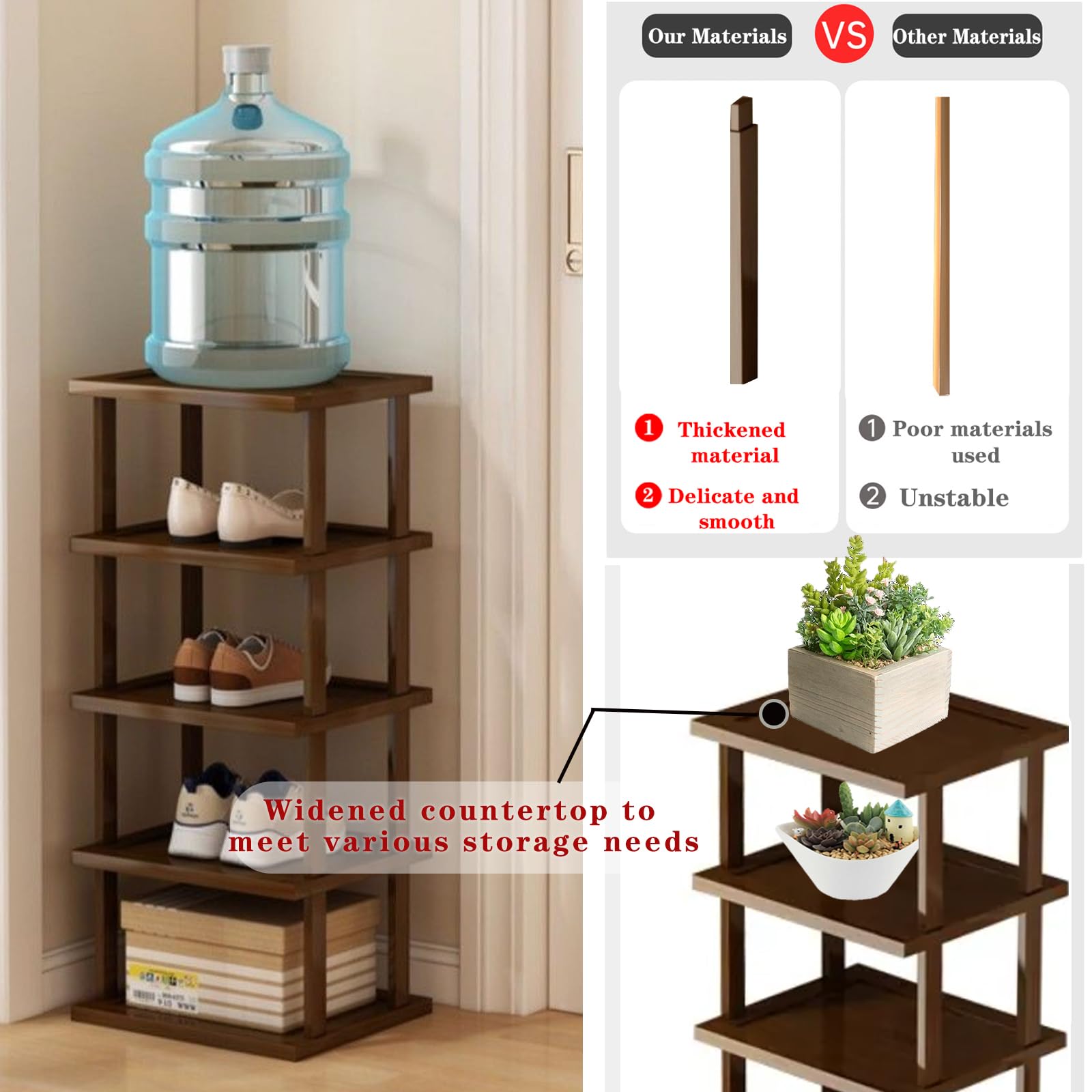 12-Tier Vertical Bamboo Shoe Rack Organizer - Space Saving Narrow Shoe Shelf for Entryway, Closet & Corner | Stackable DIY Shoe Storage for Small Spaces | Perfect for Apartments, Dorm Rooms & Tight Spaces