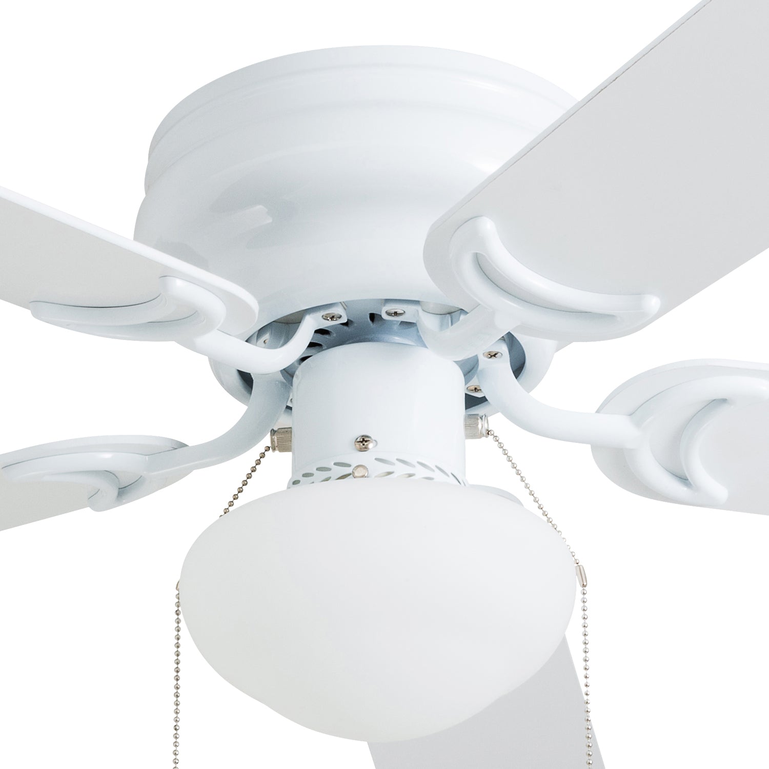 42 Inch Alvina White Ceiling Fan with Pull Chain - Modern Indoor Cooling Fan for Living Room, Bedroom, and Office