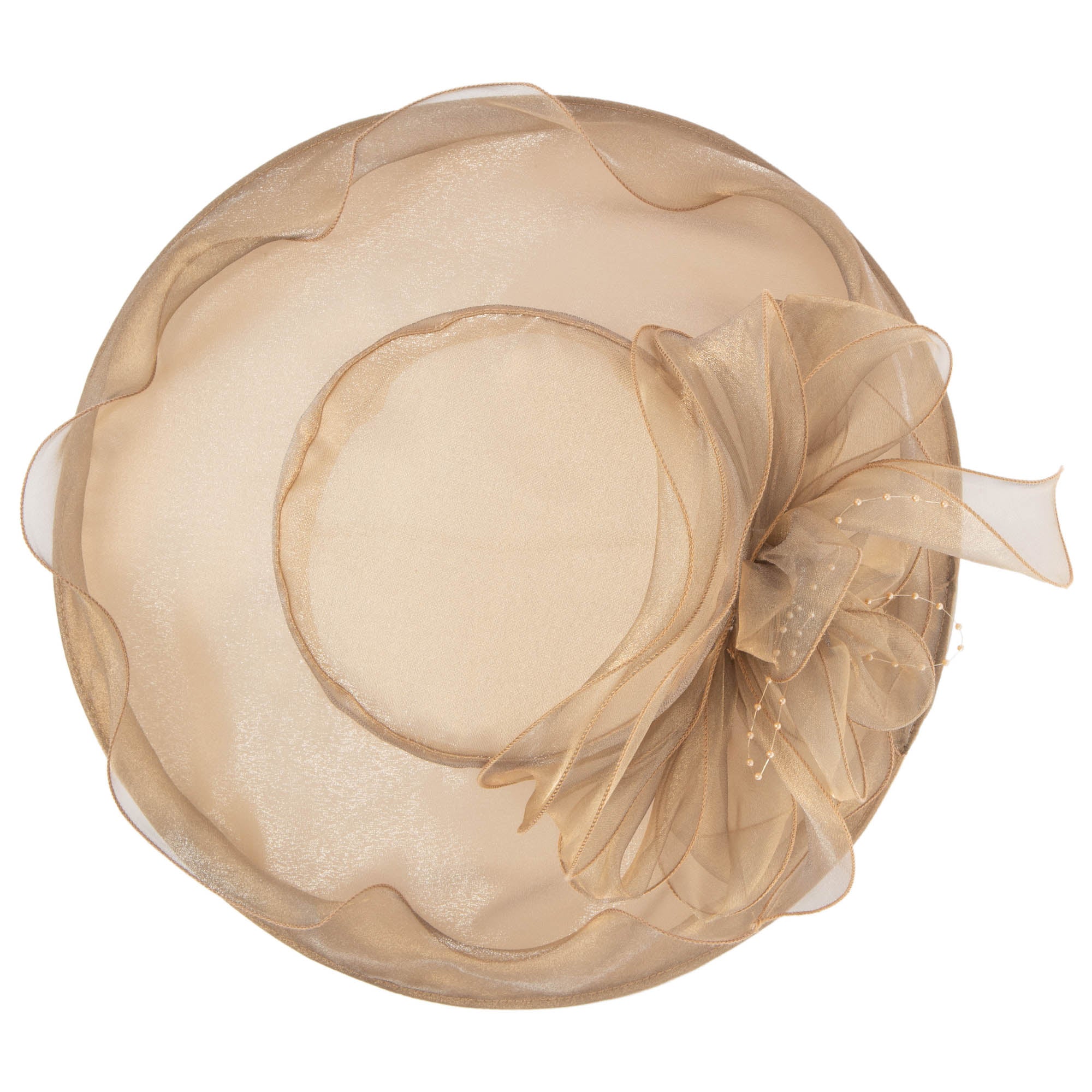 Elegant Women's Gold Organza Mesh Dress Hat (DRS1031) - Perfect for Weddings, Parties & Special Occasions