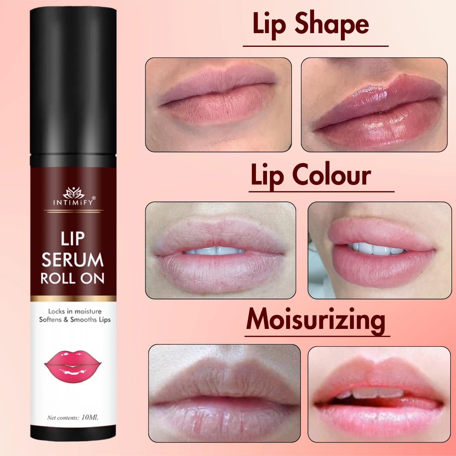 INTIMIFY Lip Brightening Serum for Dark Lips - Whitening & Moisturizing Treatment with Nourishing Formula to Soften Lips for Men & Women - 10ml (Pack of 1) - Perfect for Daily Lip Care & Nighttime Hydration